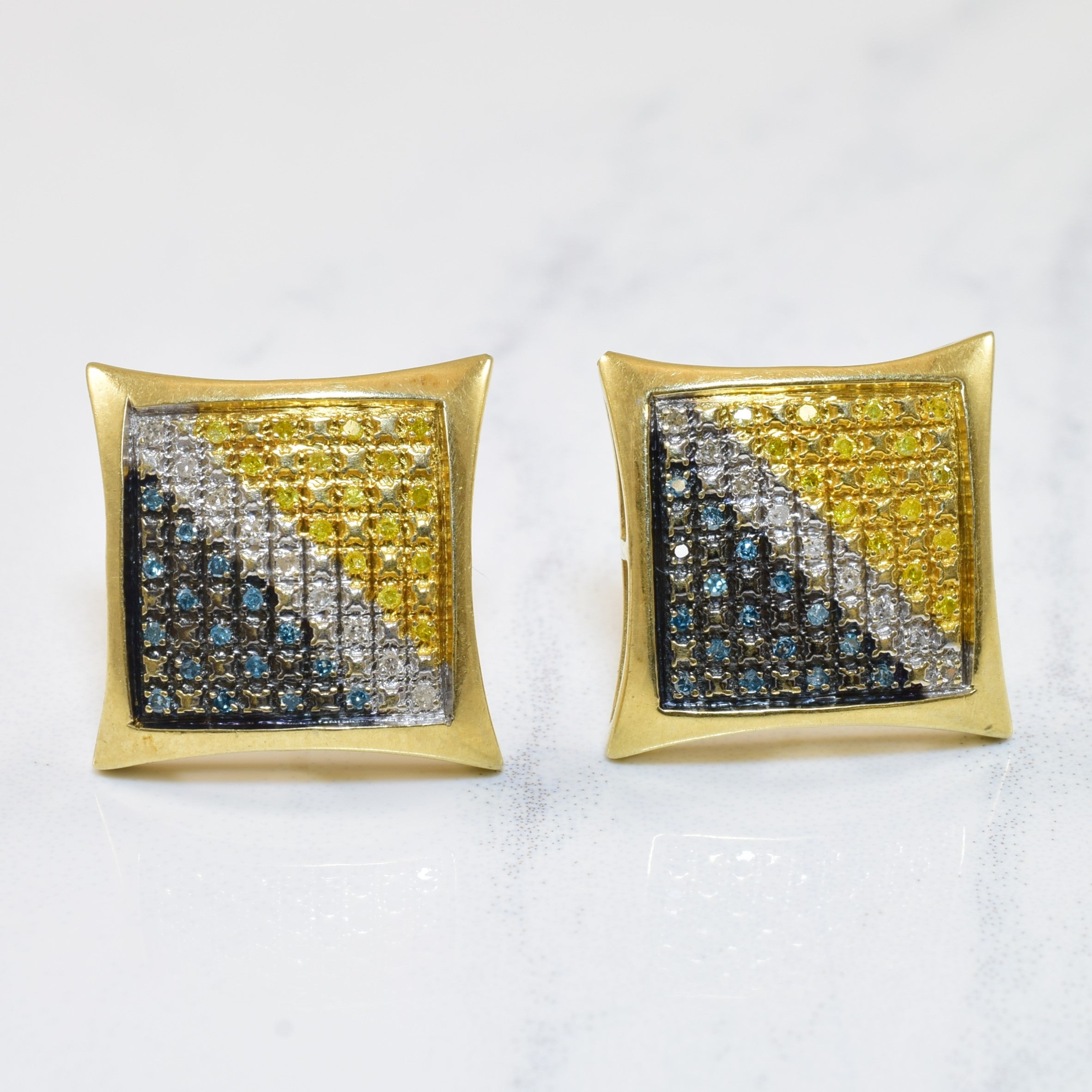 Multi Coloured Diamond Shield Stud Earrings | 0.16ctw |