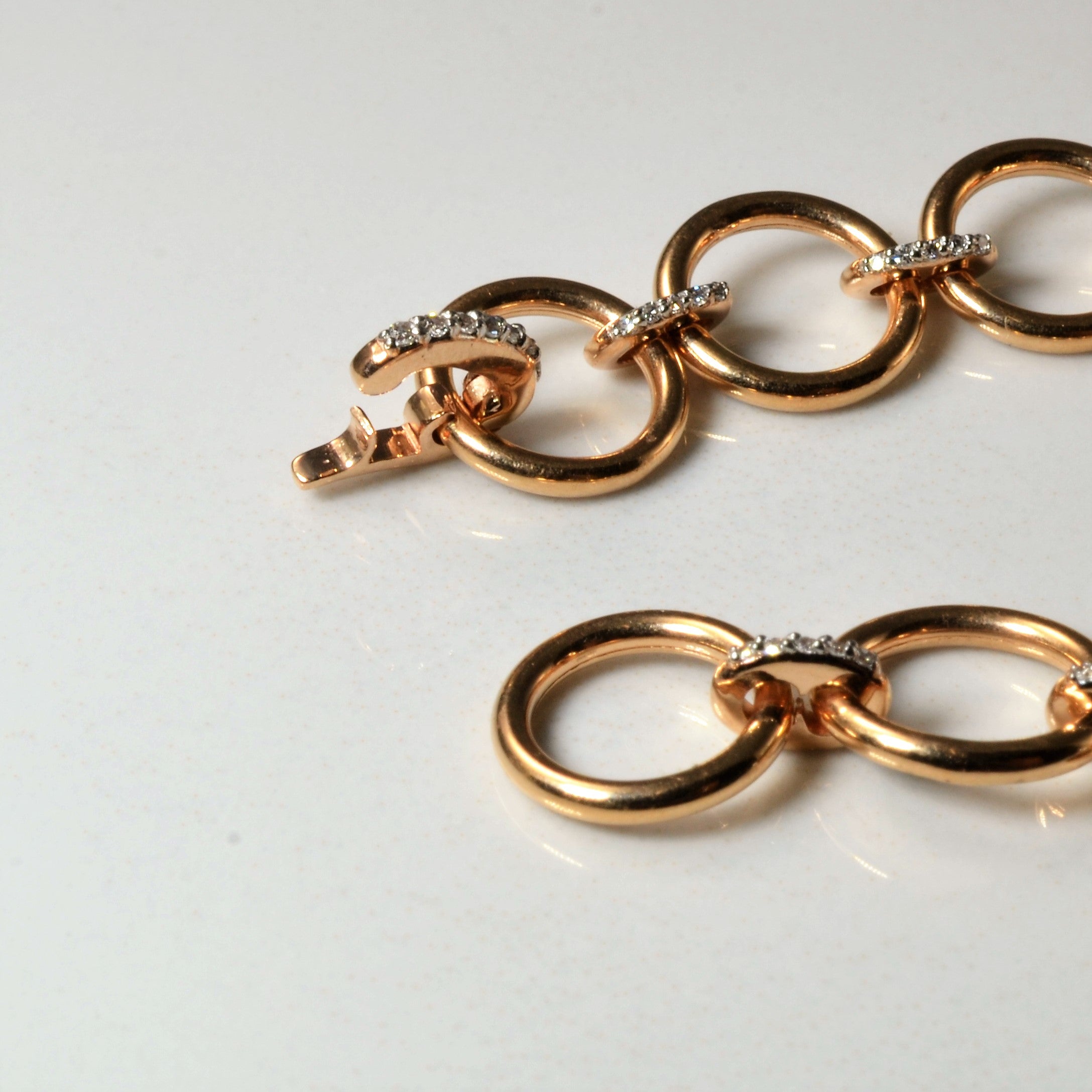 Diamond Linked Rose Gold Circle Bracelet | 0.08ctw | 6.5" |