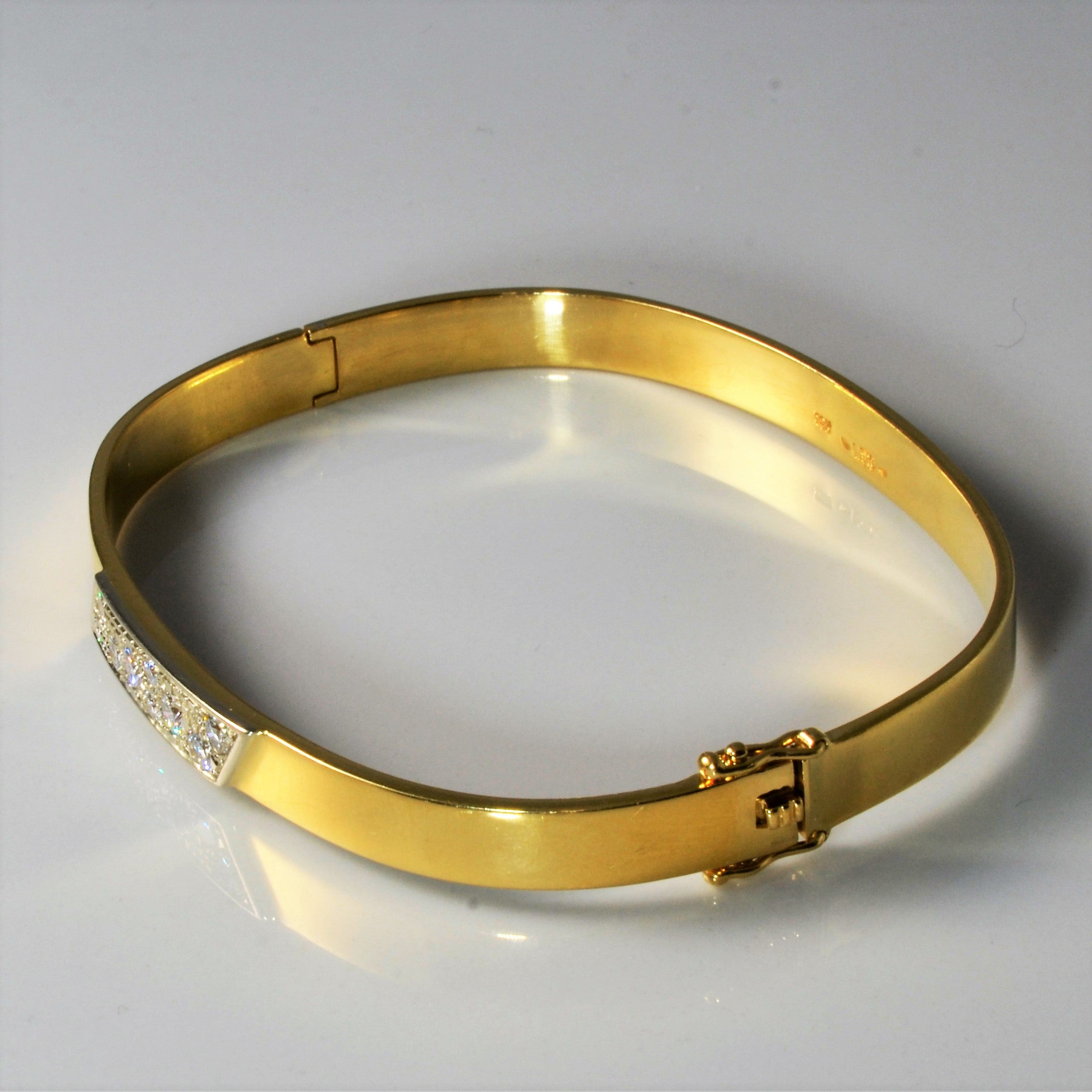 Cluster Diamond Solid Gold Bangle | 8"|