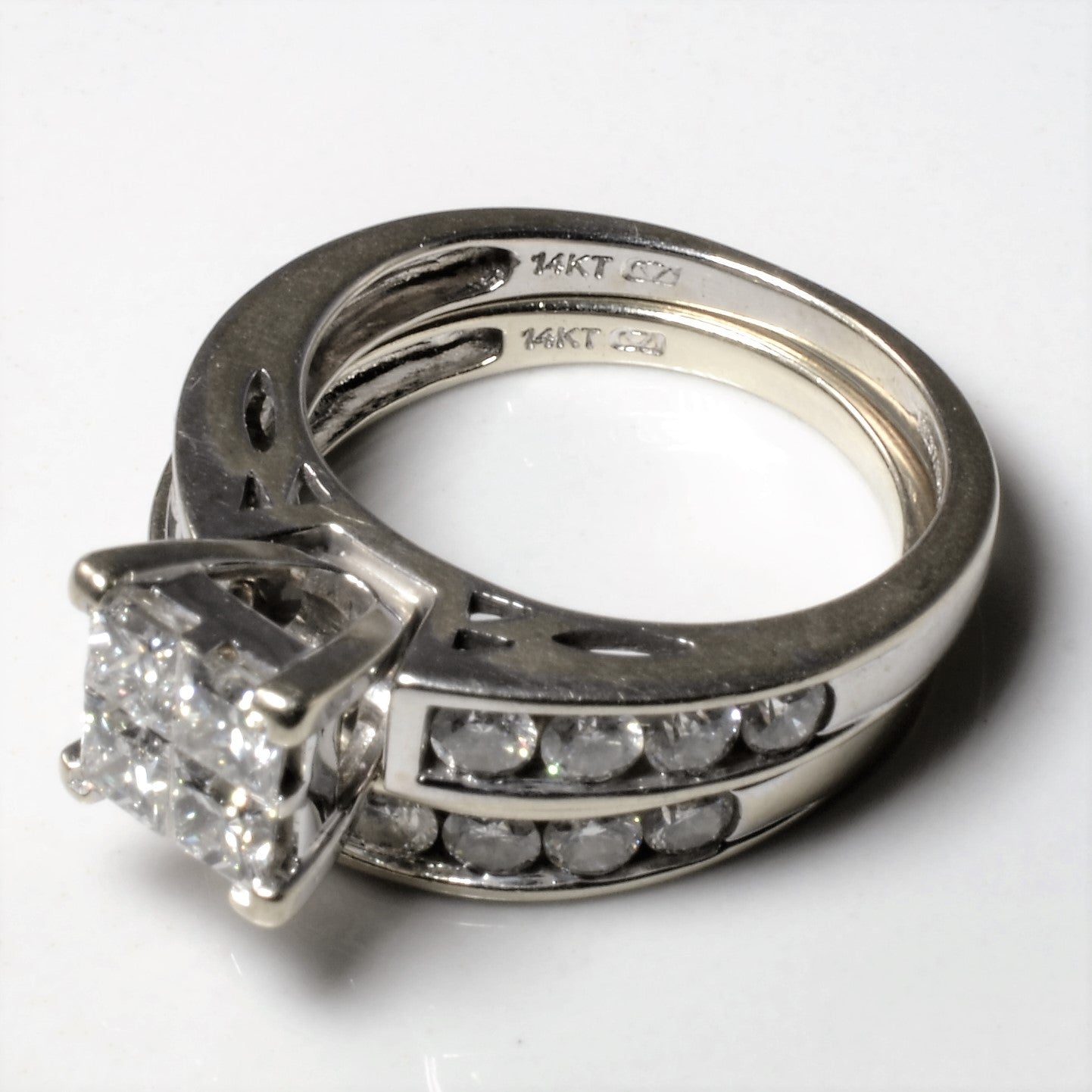 Ensemble de mariage Quad Illusion Diamond | 2,19 ct au total | Taille 6,75 |