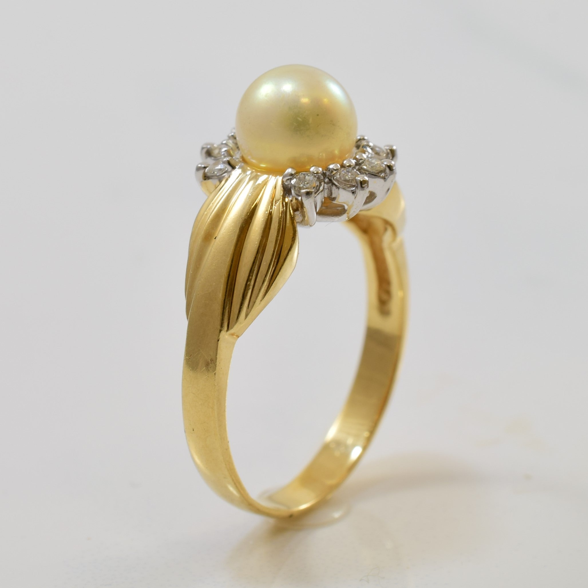 Tapered Pearl & Diamond Ring | 1.85ct, 0.08ctw | SZ 6.25 |
