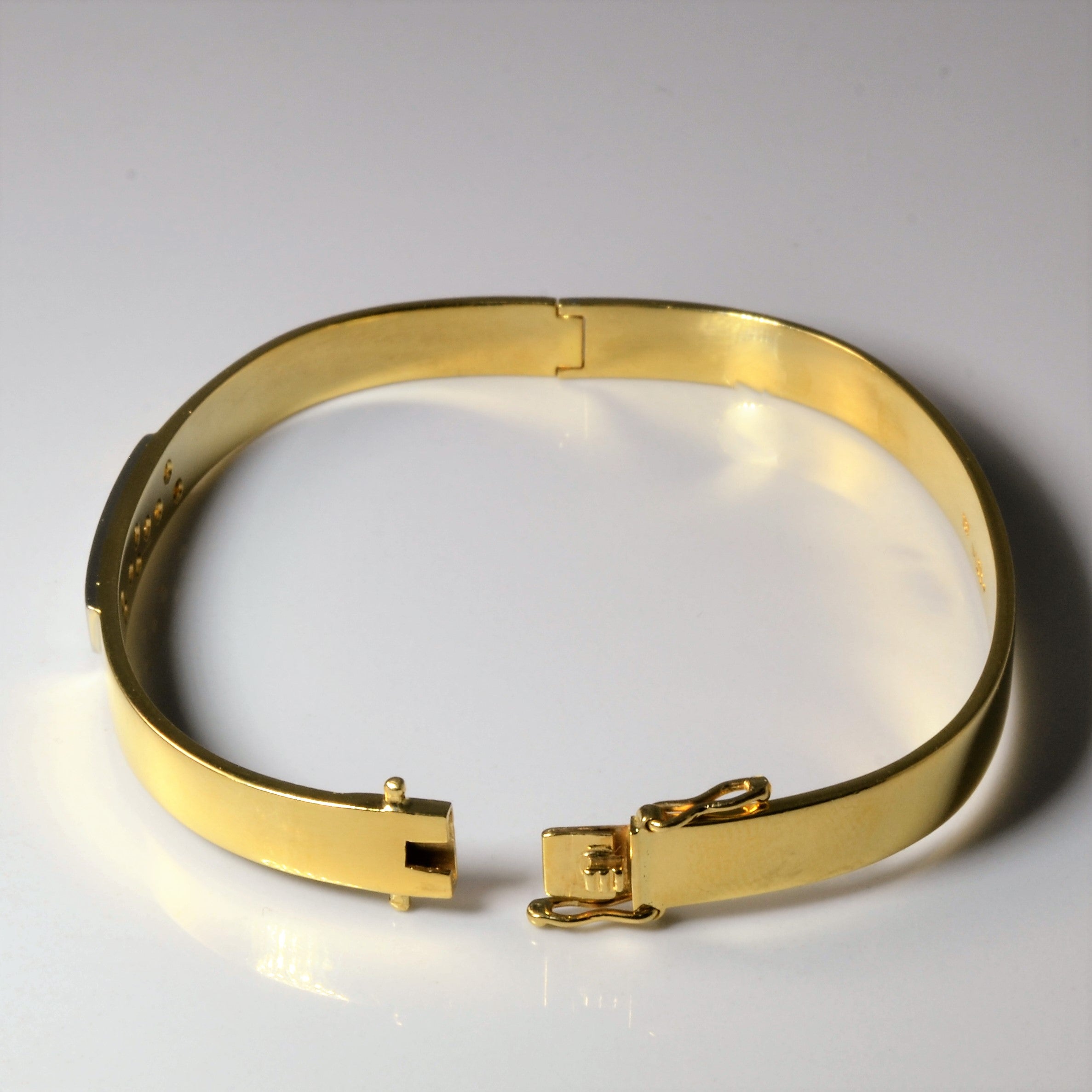 Cluster Diamond Solid Gold Bangle | 8"|