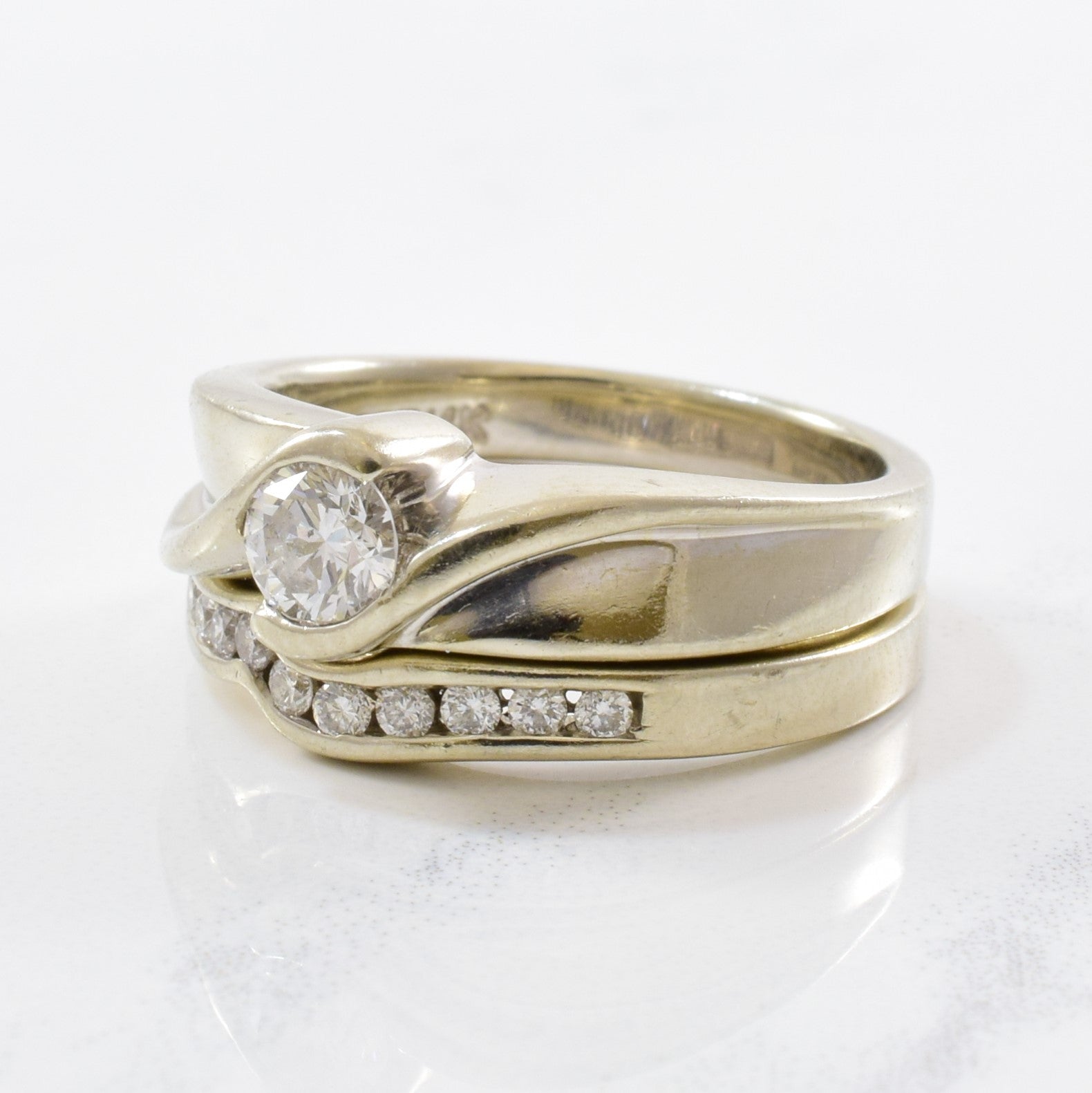 Solitaire Diamond Bypass Wedding Set | 0.47ctw | SZ 5.75 |