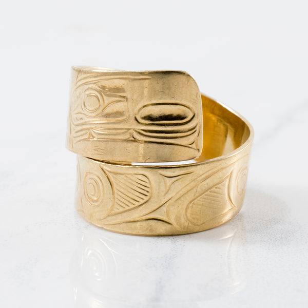 Bypass Indigenous Bird Art Gold Ring | SZ 7.5 |