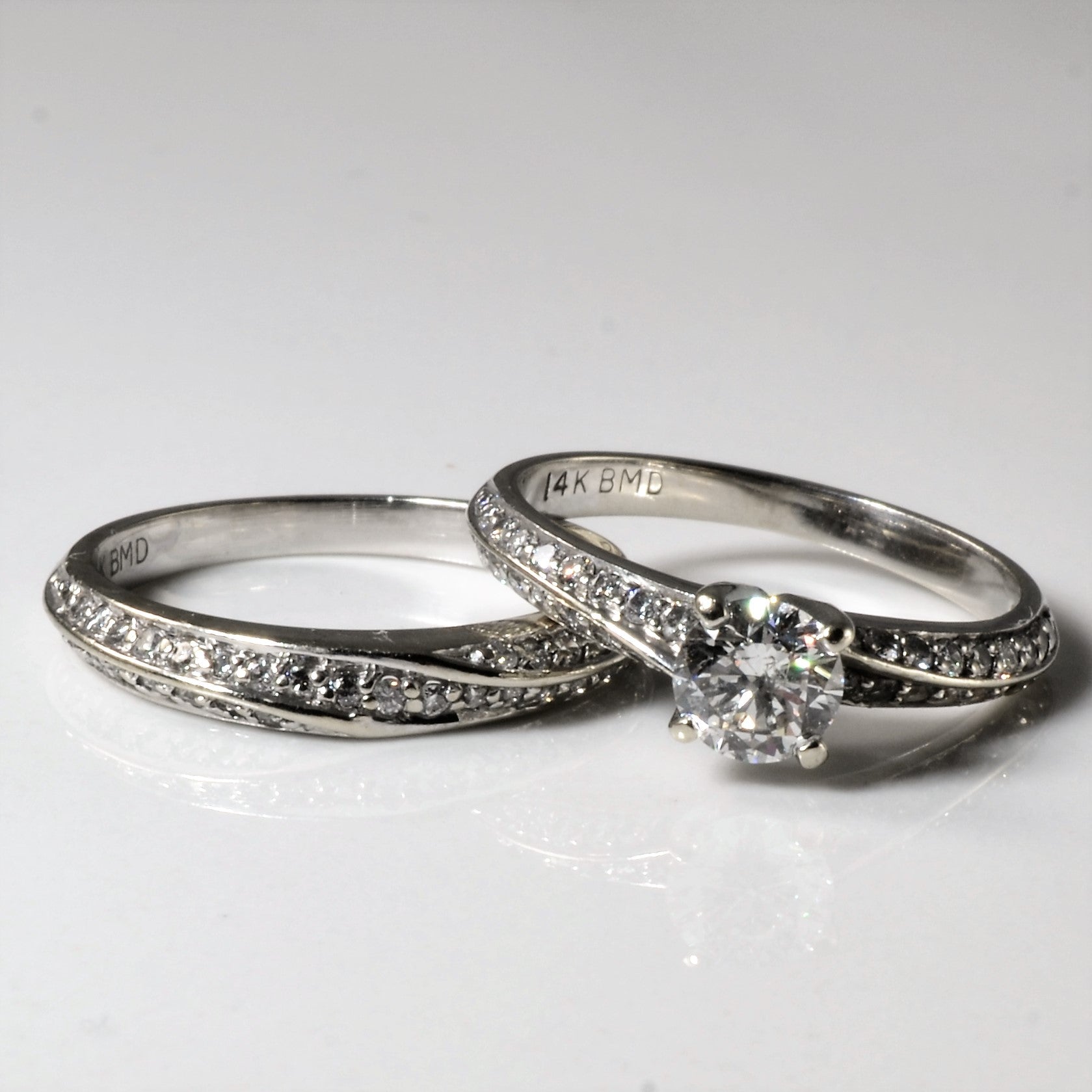Twisted Pave Diamond Wedding Set | 0.82ctw | SZ 5.25 |