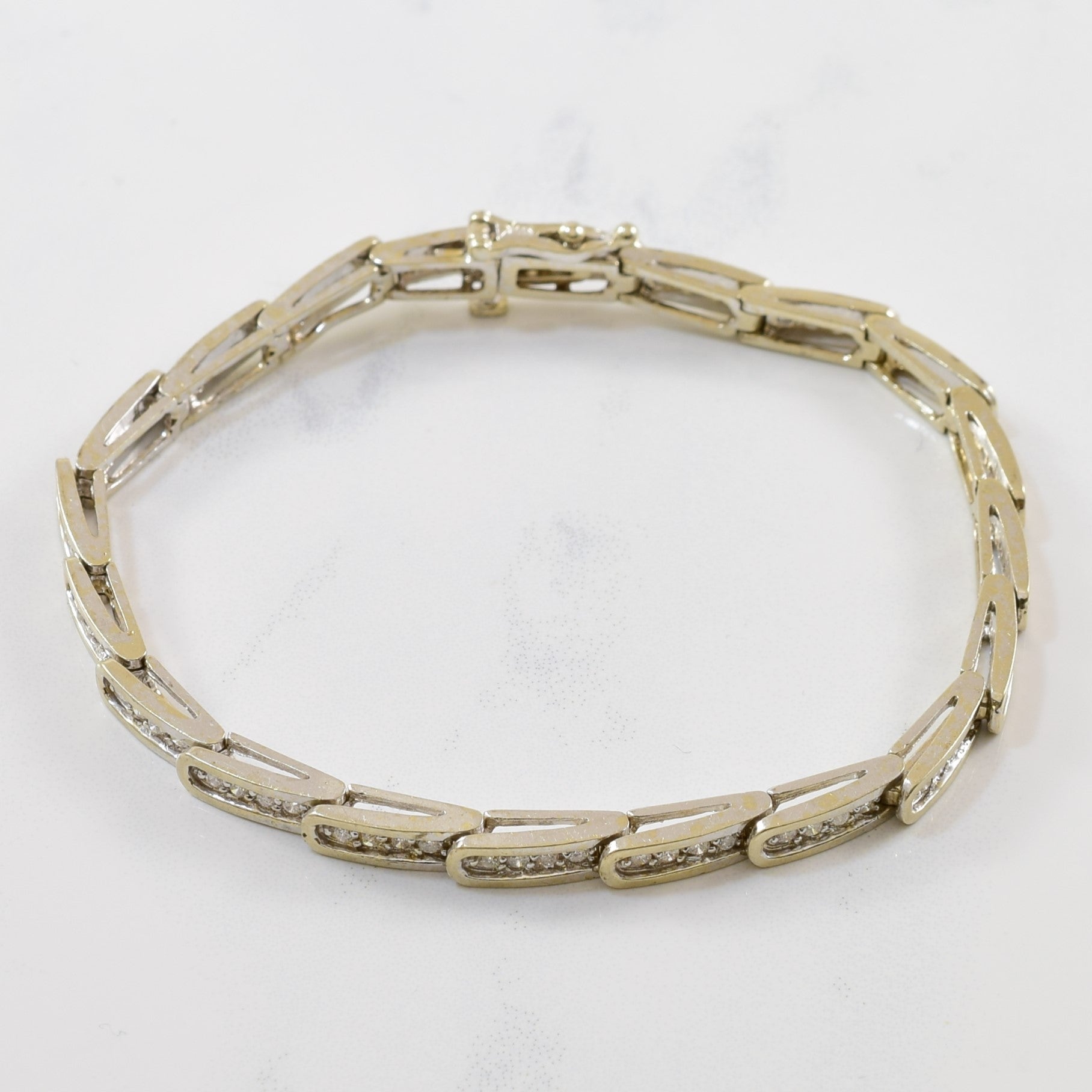 Diamond Semi Oval Link Tennis Bracelet | 0.80ctw | 7" |