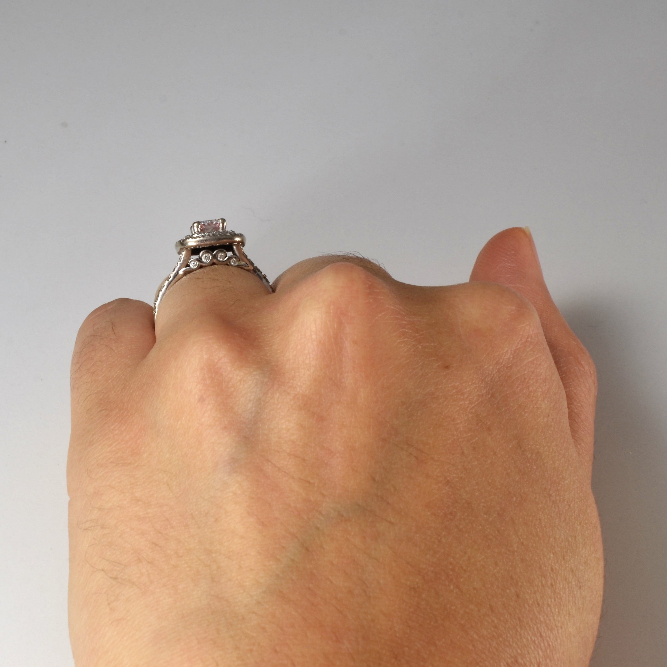 Double Halo Diamond Engagement Ring | 0.97ctw | SZ 4.5 |