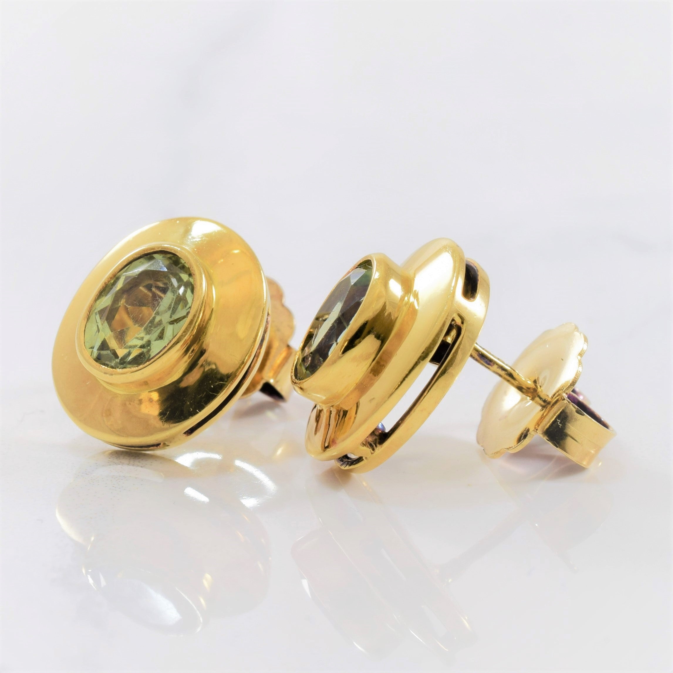 Bezel Set Apatite Stud Earrings | 2.50ctw |