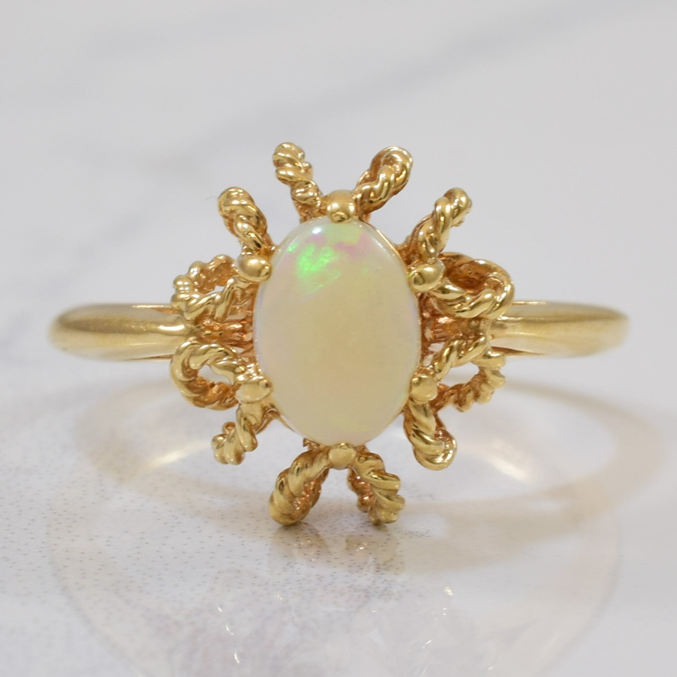 Open Work Opal Cocktail Ring | 0.50ct | SZ 6.25 |