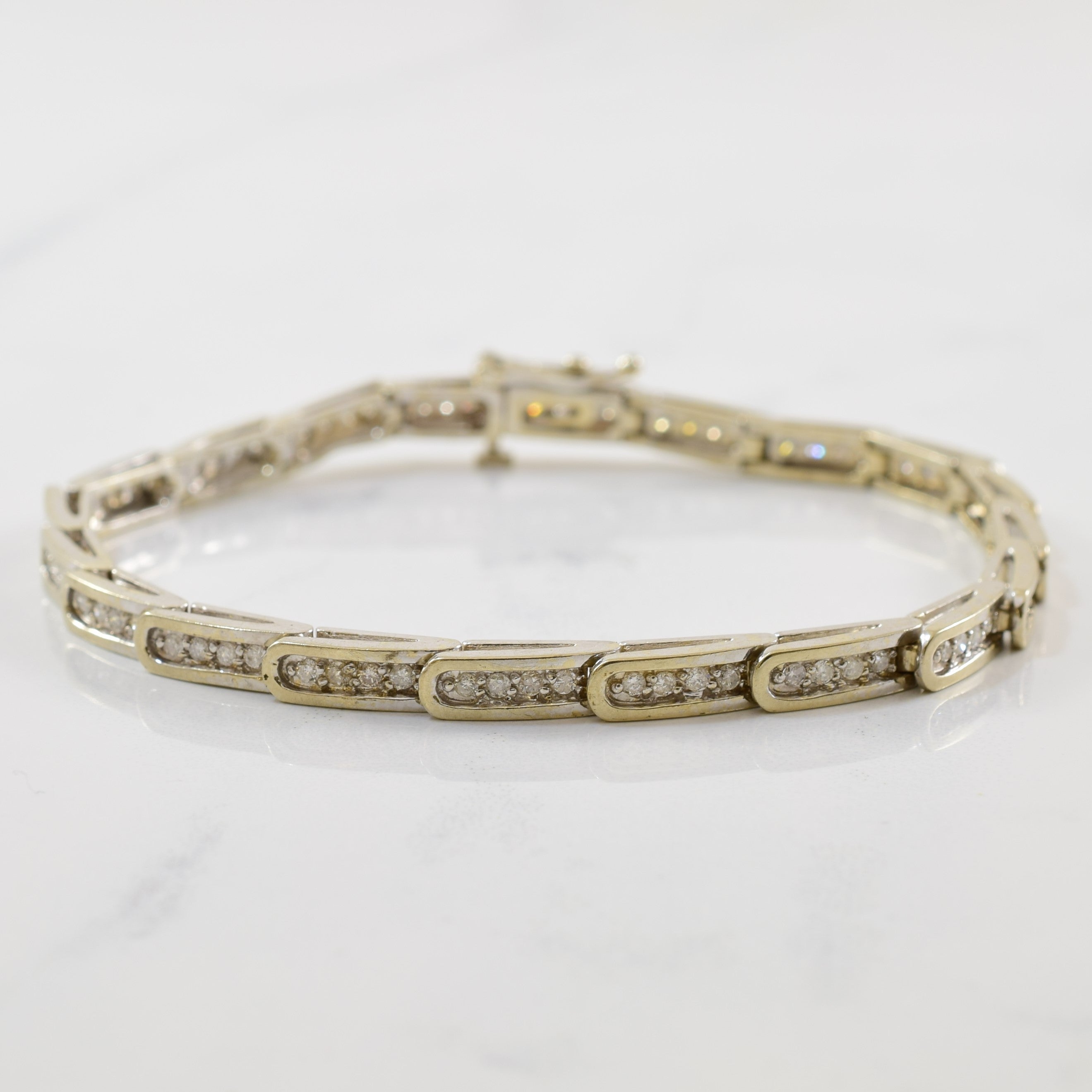 Diamond Semi Oval Link Tennis Bracelet | 0.80ctw | 7" |