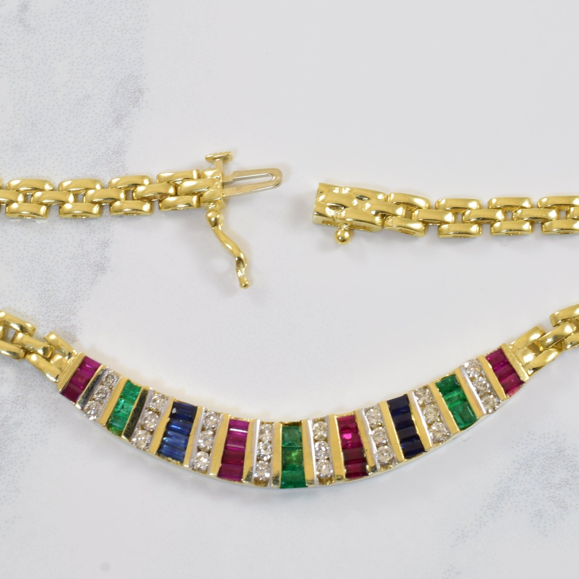 Mixed Gem Bar Necklace | 1.12ctw, 0.72ctw | 18" |