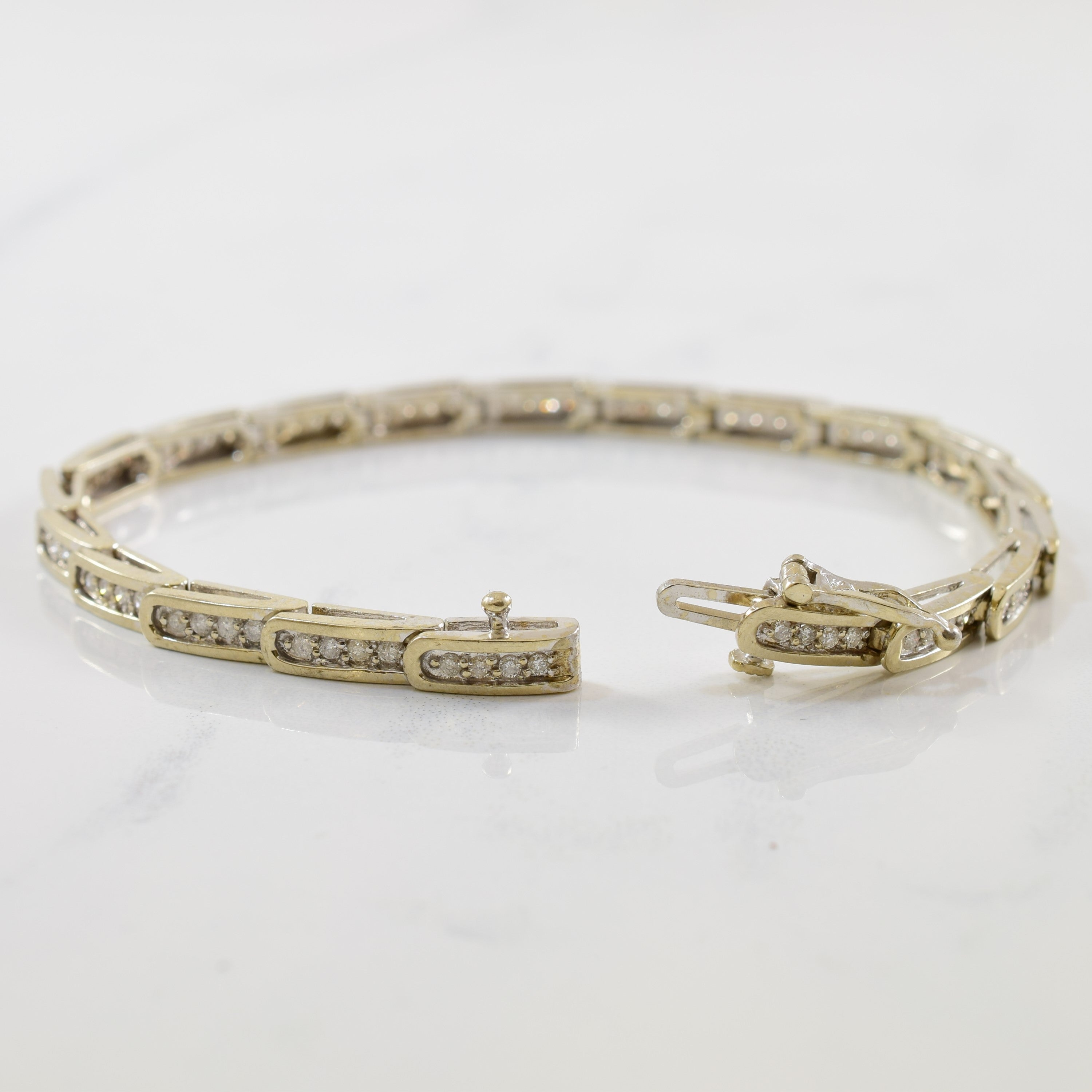 Diamond Semi Oval Link Tennis Bracelet | 0.80ctw | 7" |