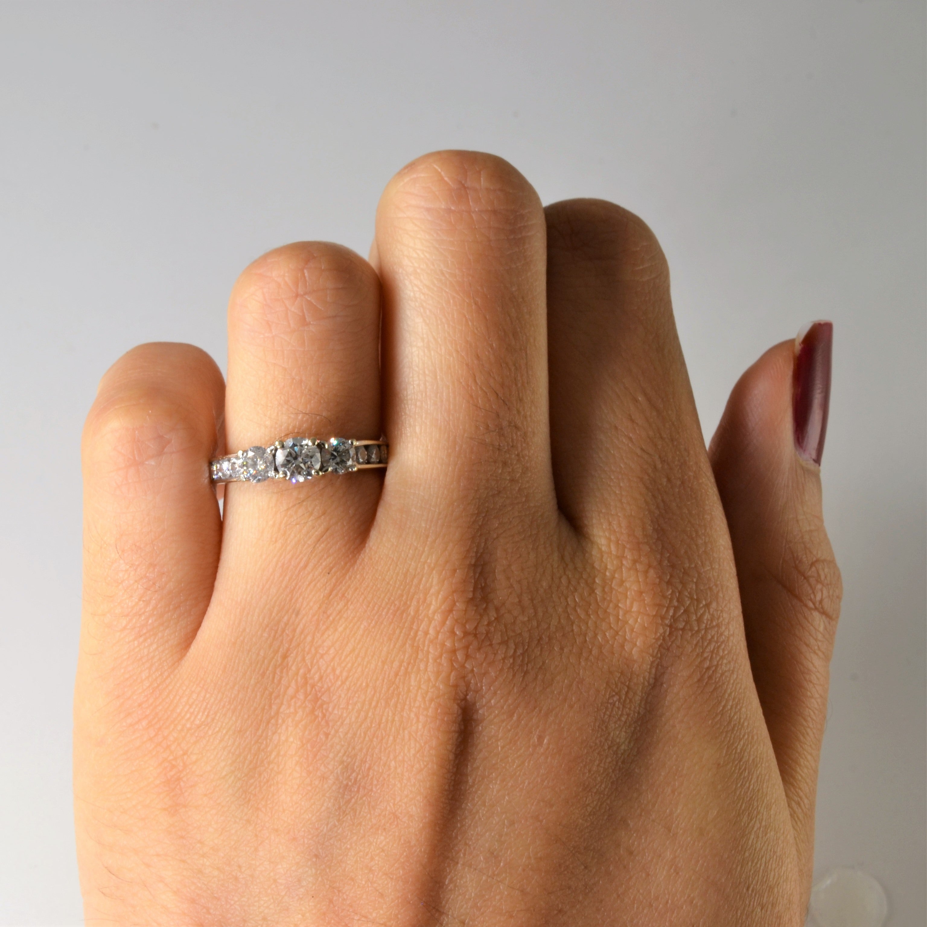 Three Stone Diamond 10k Ring | 0.92ctw| SZ 5.25 |