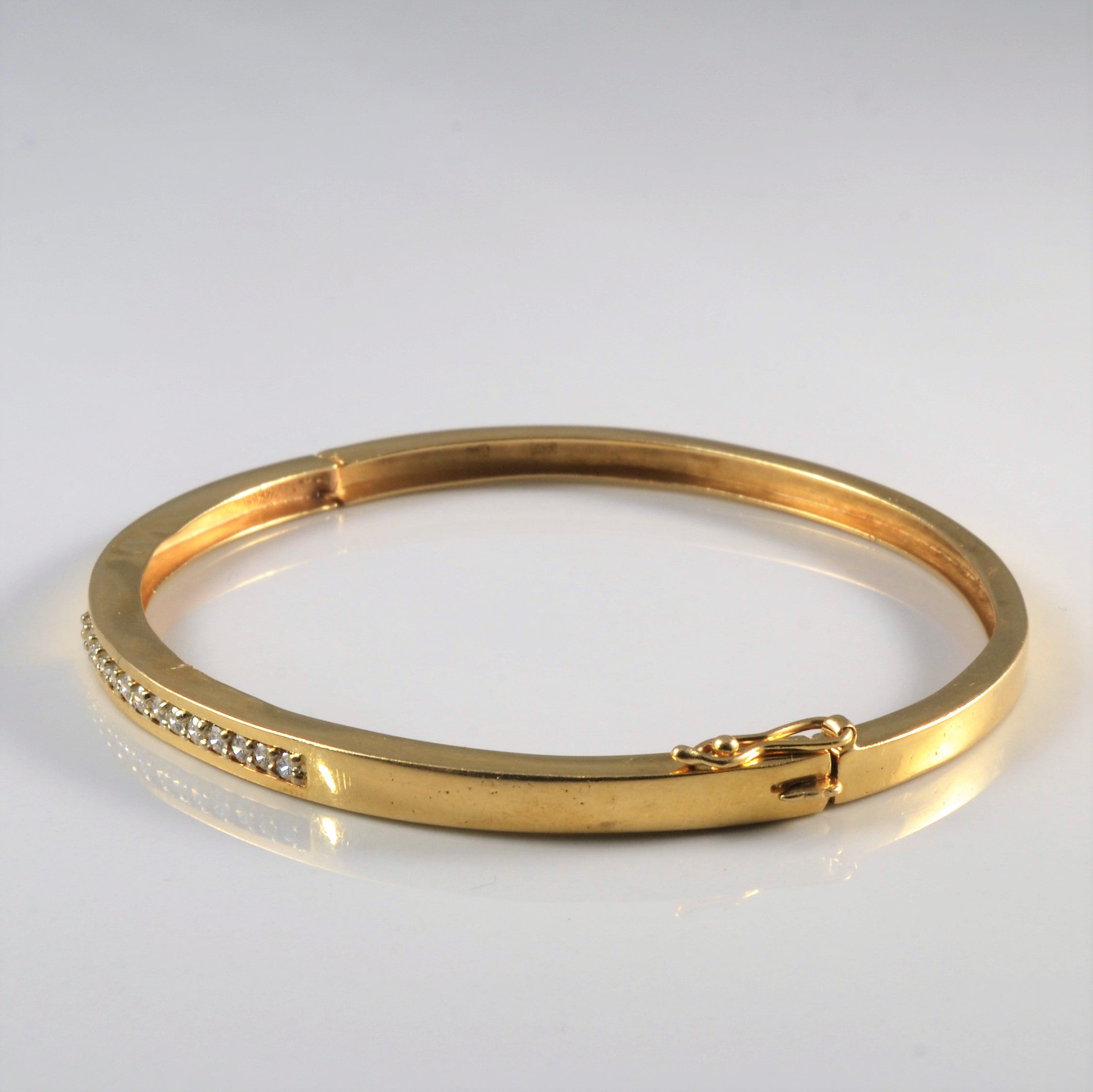 Pave Diamond Yellow Gold Bangle | 0.14ctw | 7.5" |
