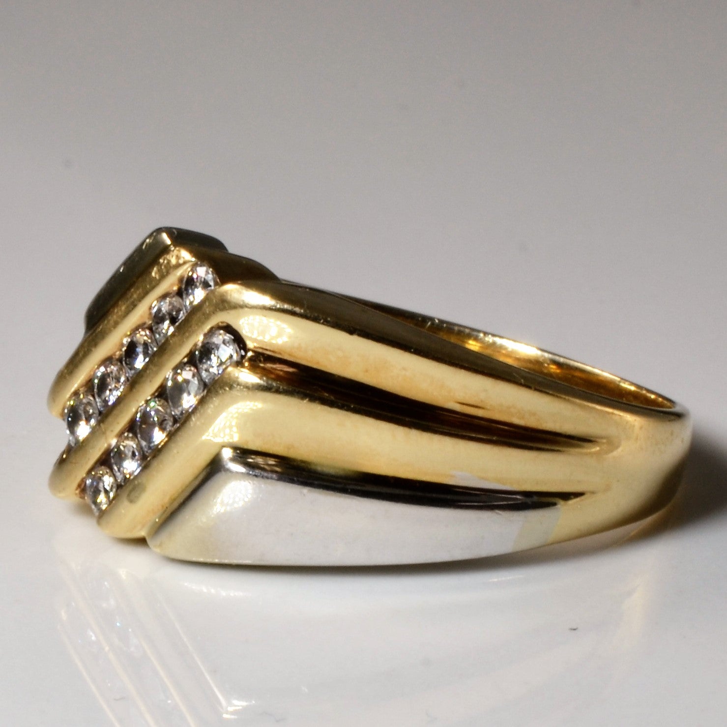 Two Tone Diagonal Channel Diamond Ring | 0.35ctw | SZ 10.75 |
