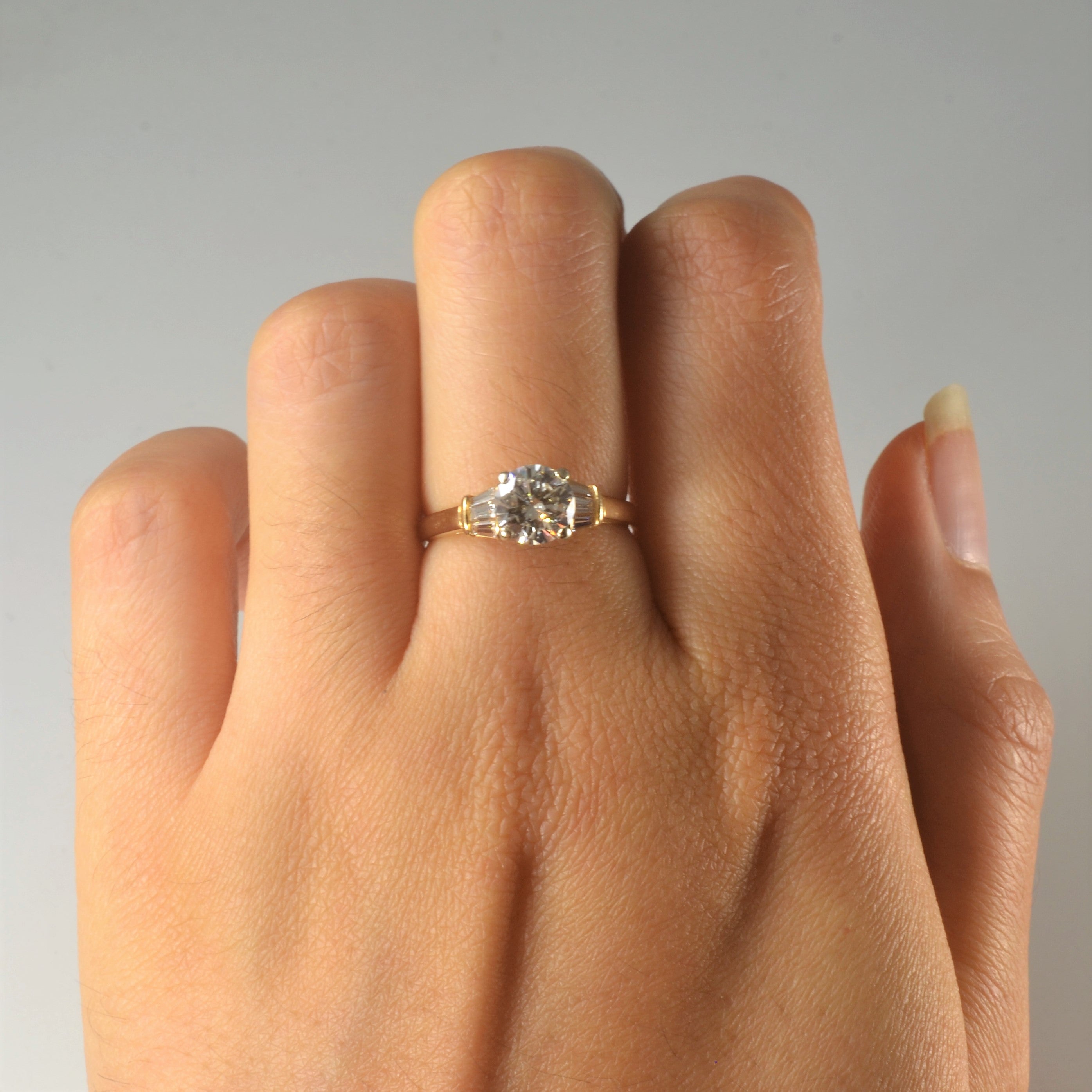 Baguette Shoulder Diamond Engagement Ring | 1.14ctw | SZ 6 |