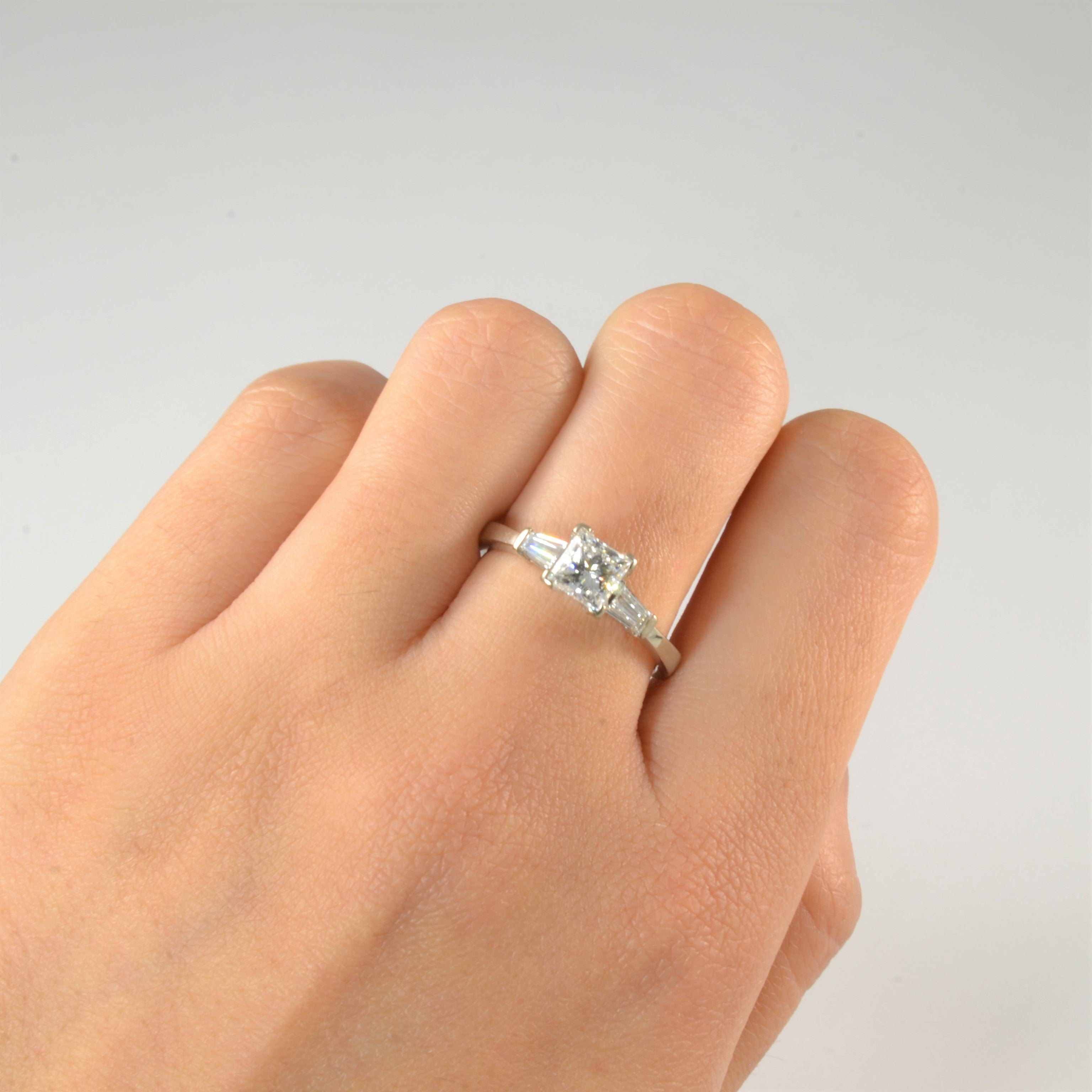 Three Stone Baguette & Princess Diamond Engagement Ring | 1.22ctw | SZ 7 |