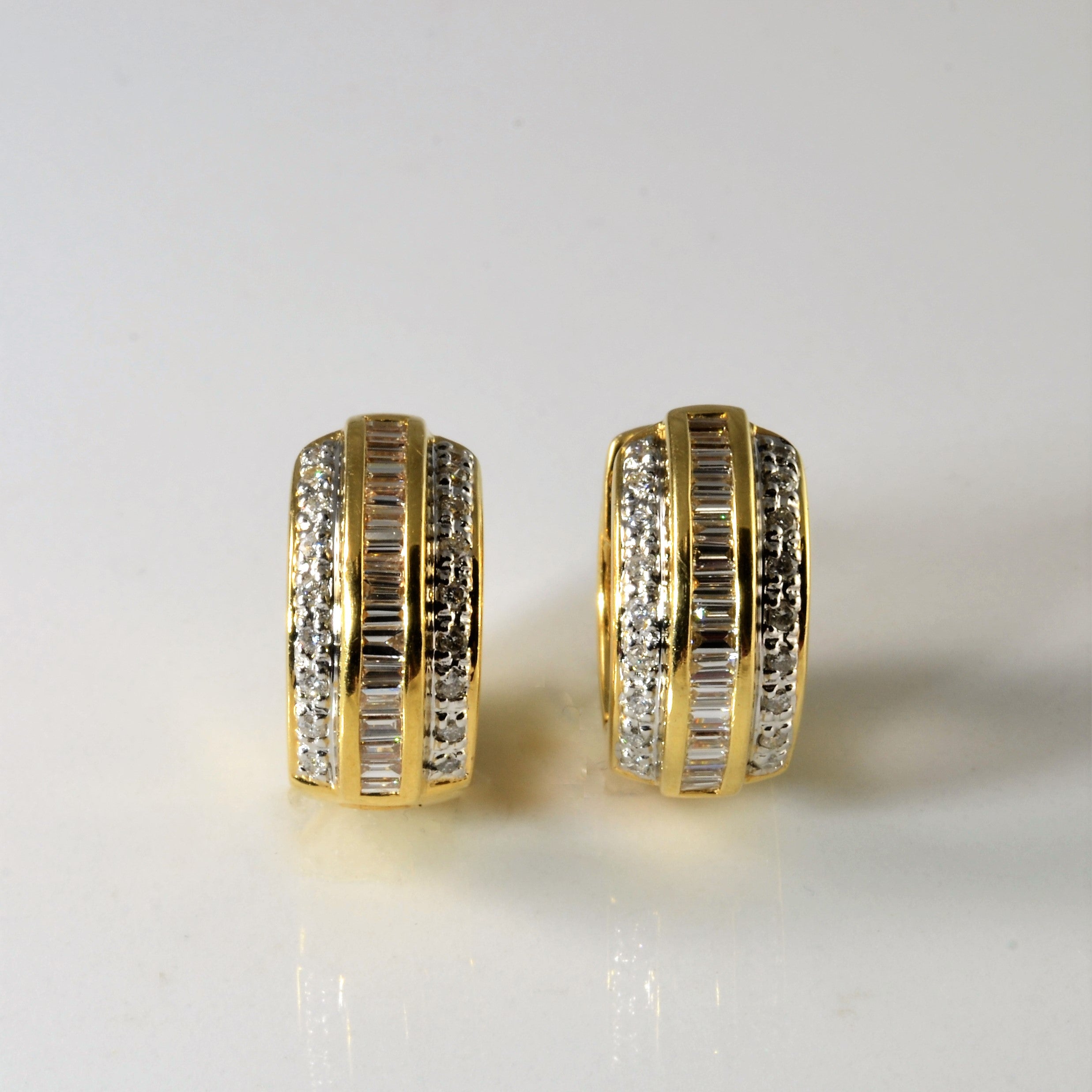 Mixed Cut Diamond Huggie Earrings | 0.70ctw |