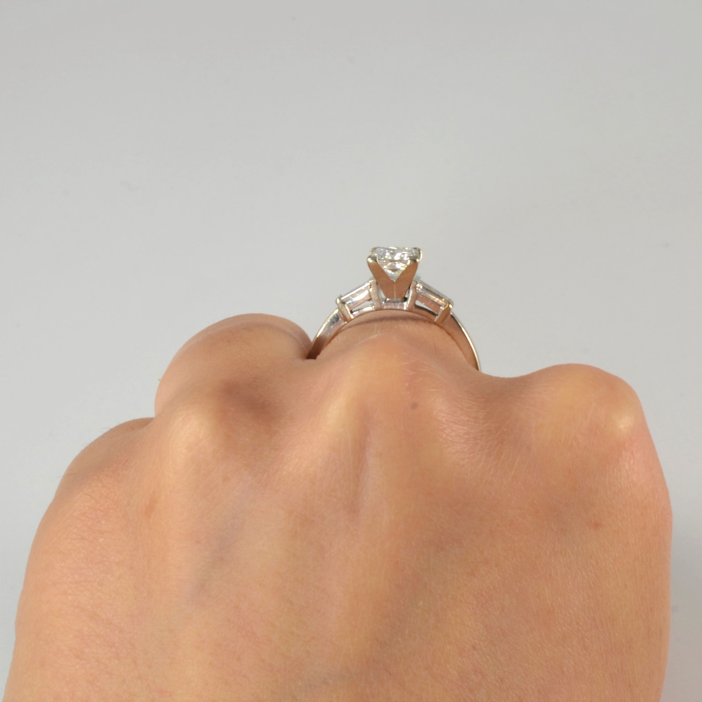 Three Stone Baguette & Princess Diamond Engagement Ring | 1.22ctw | SZ 7 |