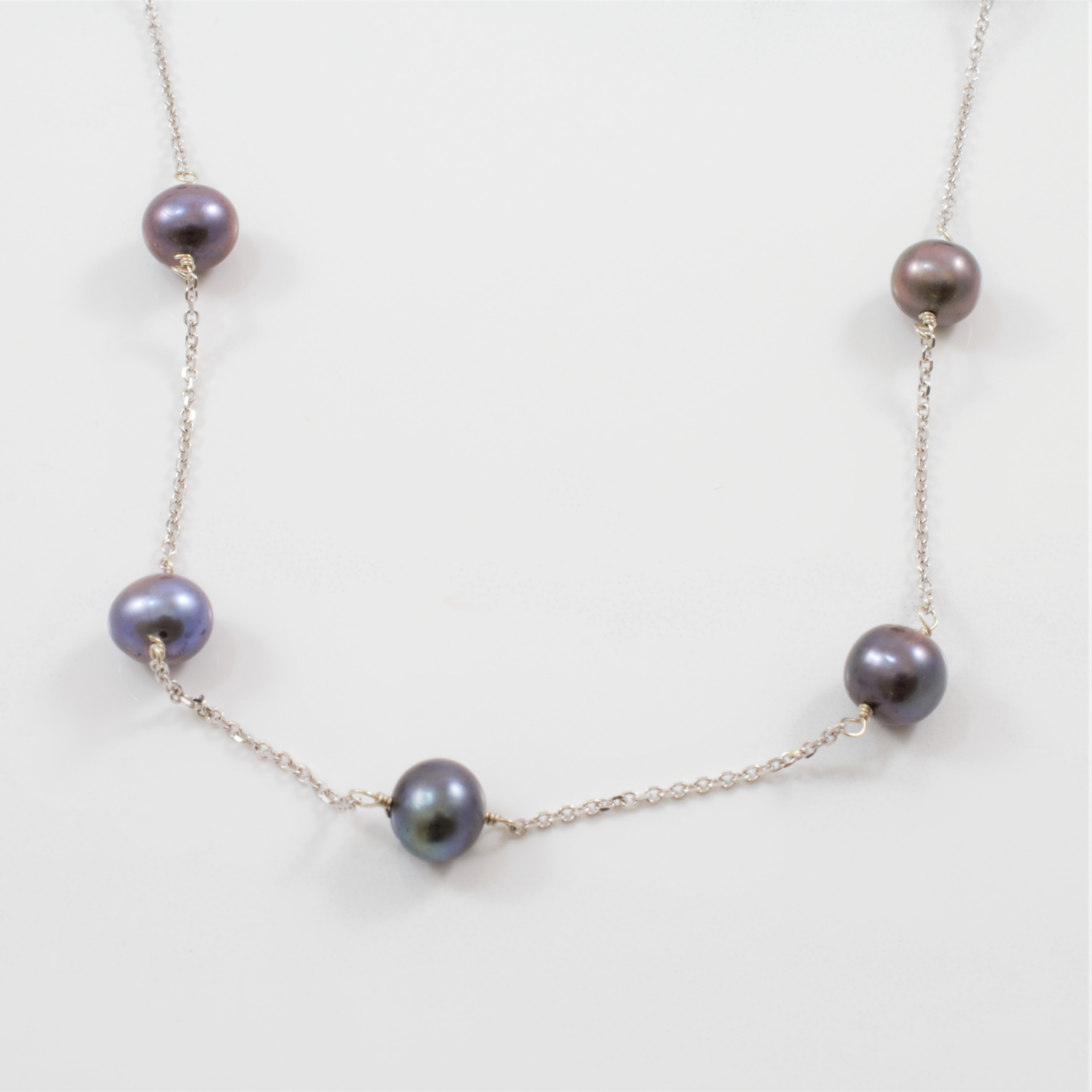 Wire Wrapped Black Pearl Necklace | SZ 16" |