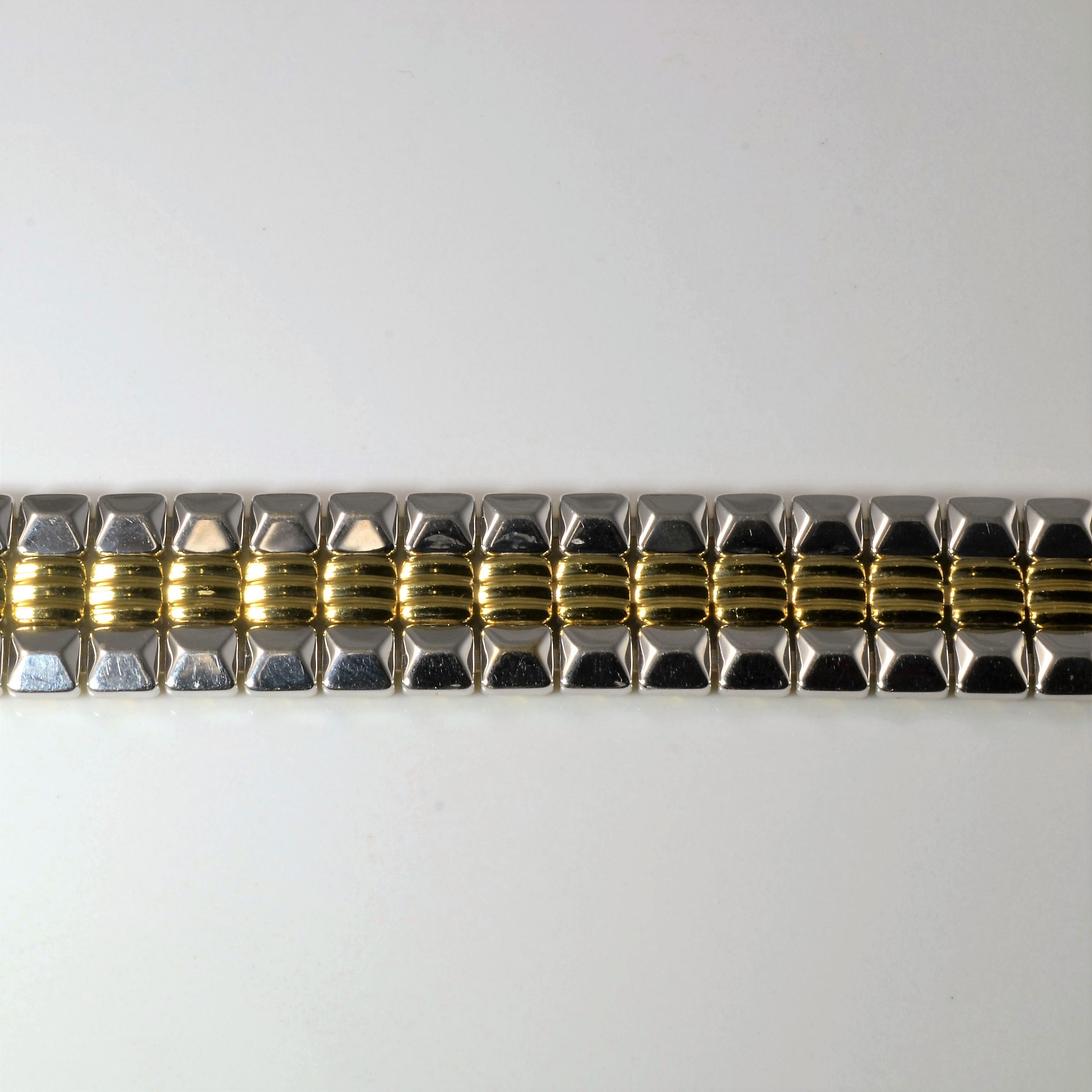 'Chimento' Two Tone Gold Textured Chain Bracelet | 0.10ctw | 7.5"|