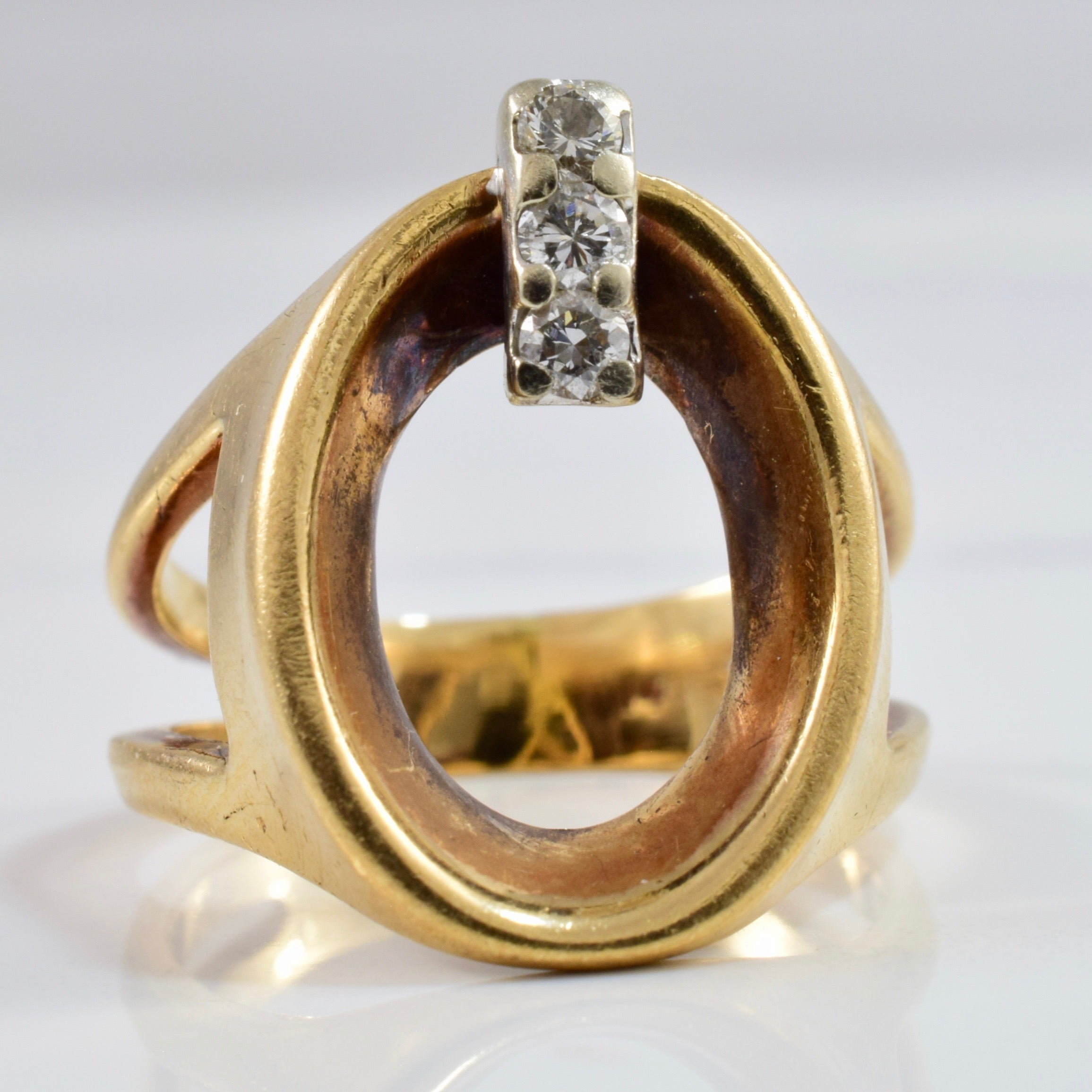 Oval Cut Out Diamond Ring | 0.15 ctw SZ 7 |