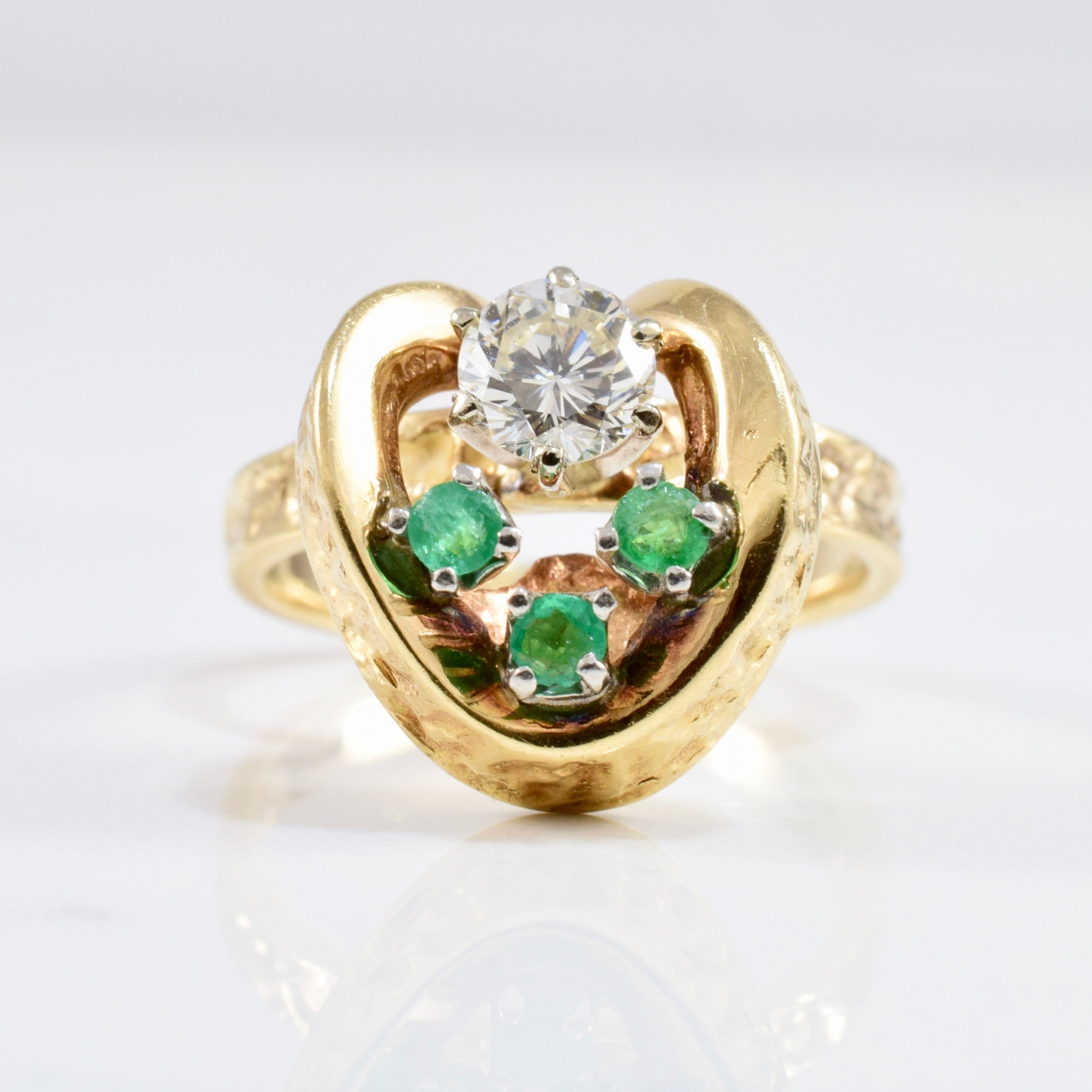Custom Vintage Emerald & Diamond Ring | 0.35 ctw SZ 5.5 |