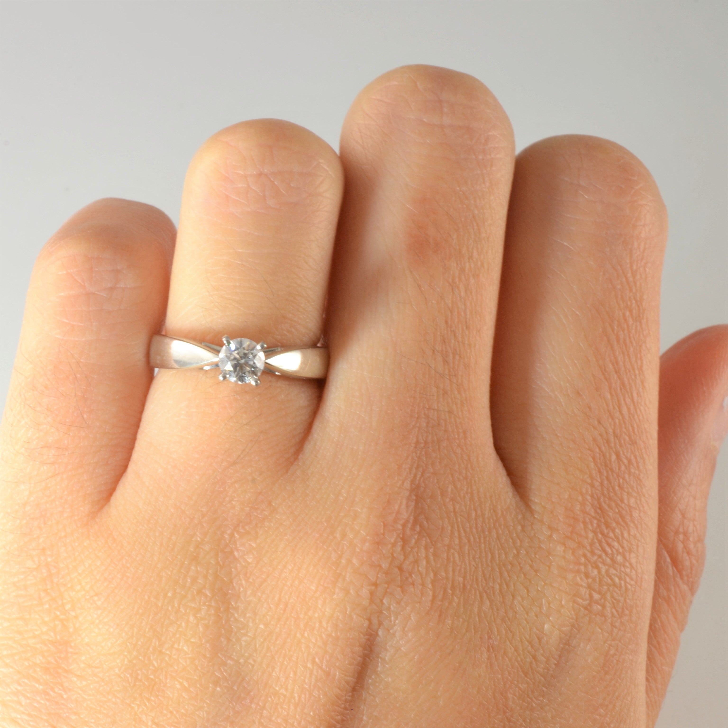Tapered Cathedral Solitaire Canadian Diamond Ring | 0.32ct | SZ 4 |