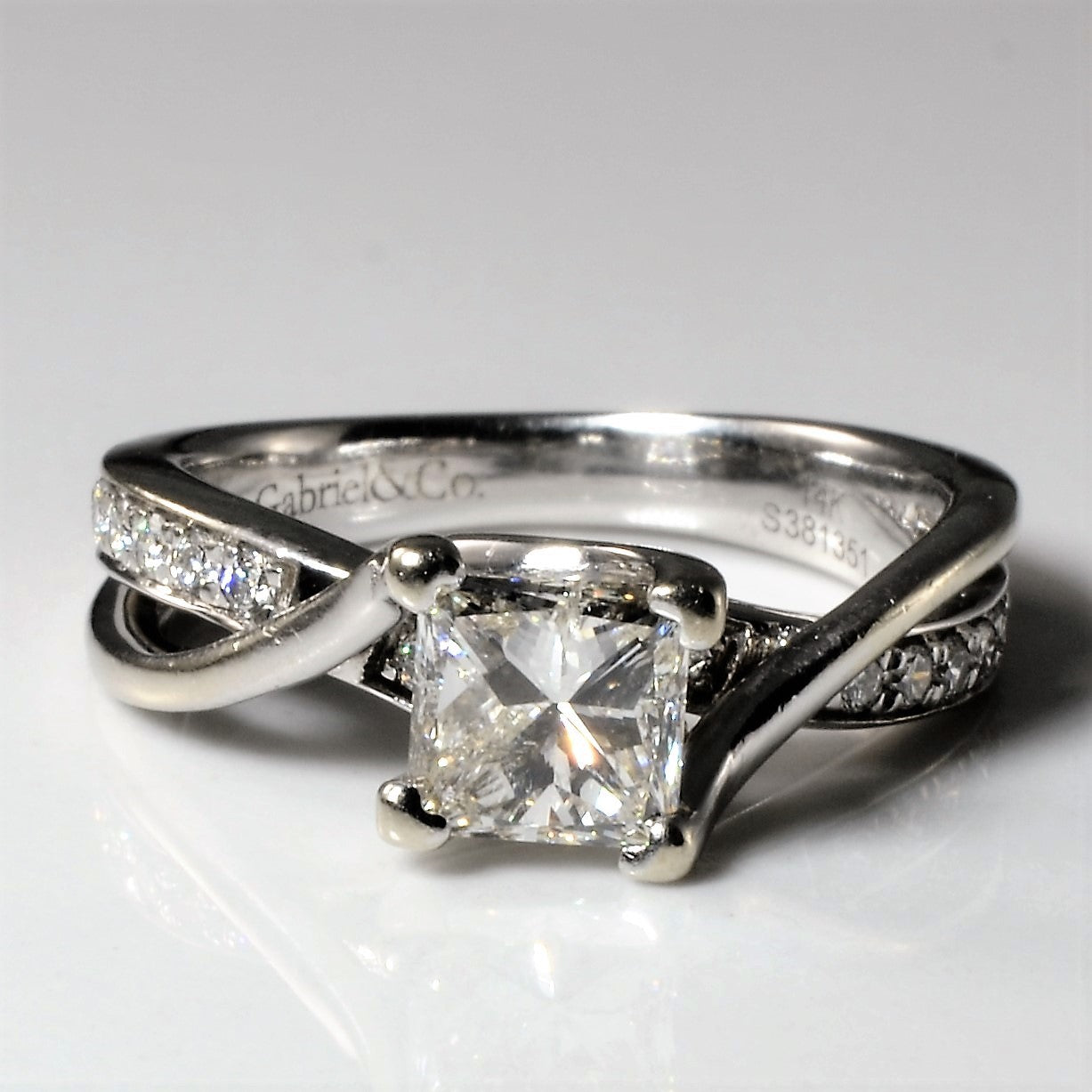 Gabriel & Co.' Bypass Princess Diamond Engagement Ring | 1.18ctw | SZ 4.75 |