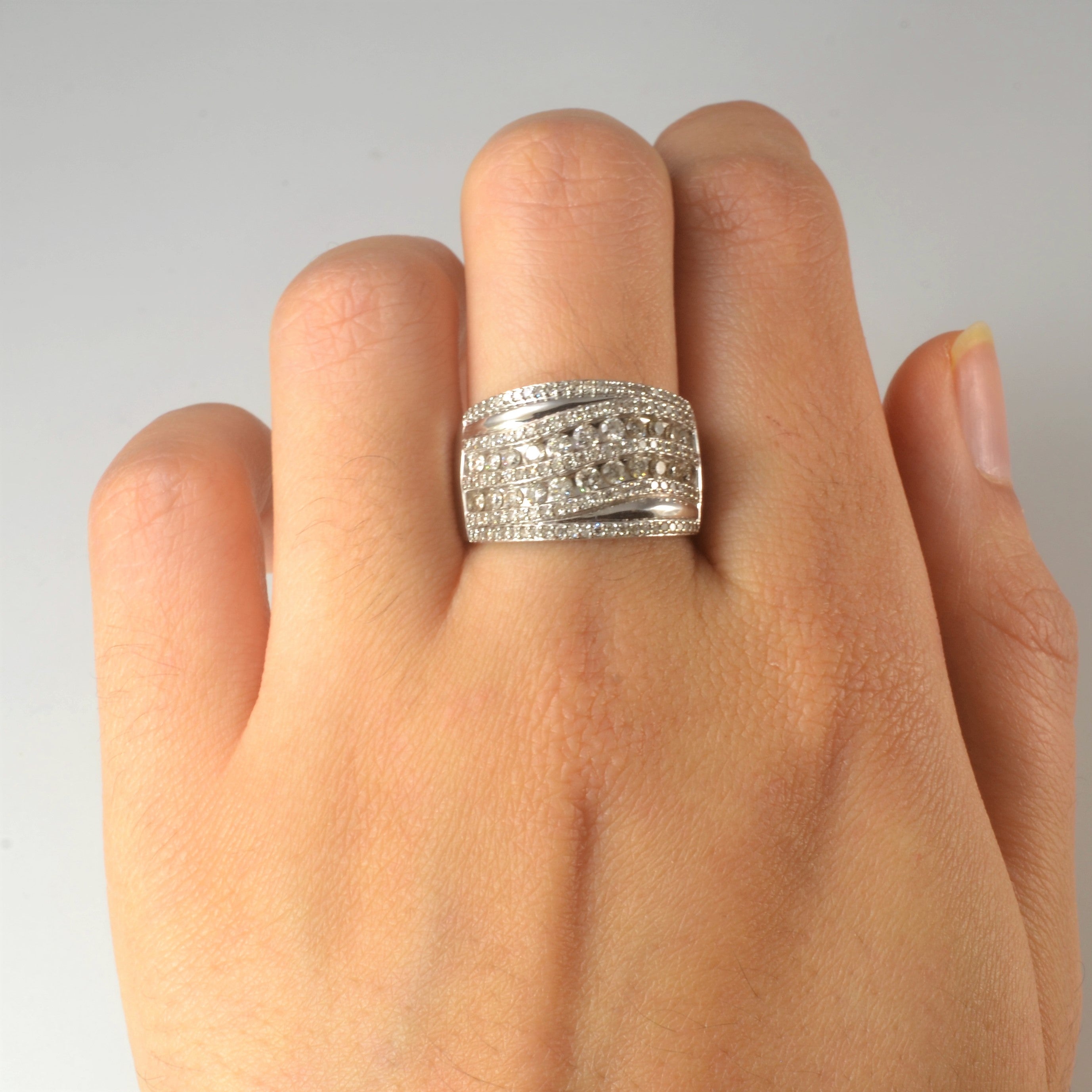 Diamond Swirl Wide Band | 1.00ctw | SZ 7.5 |