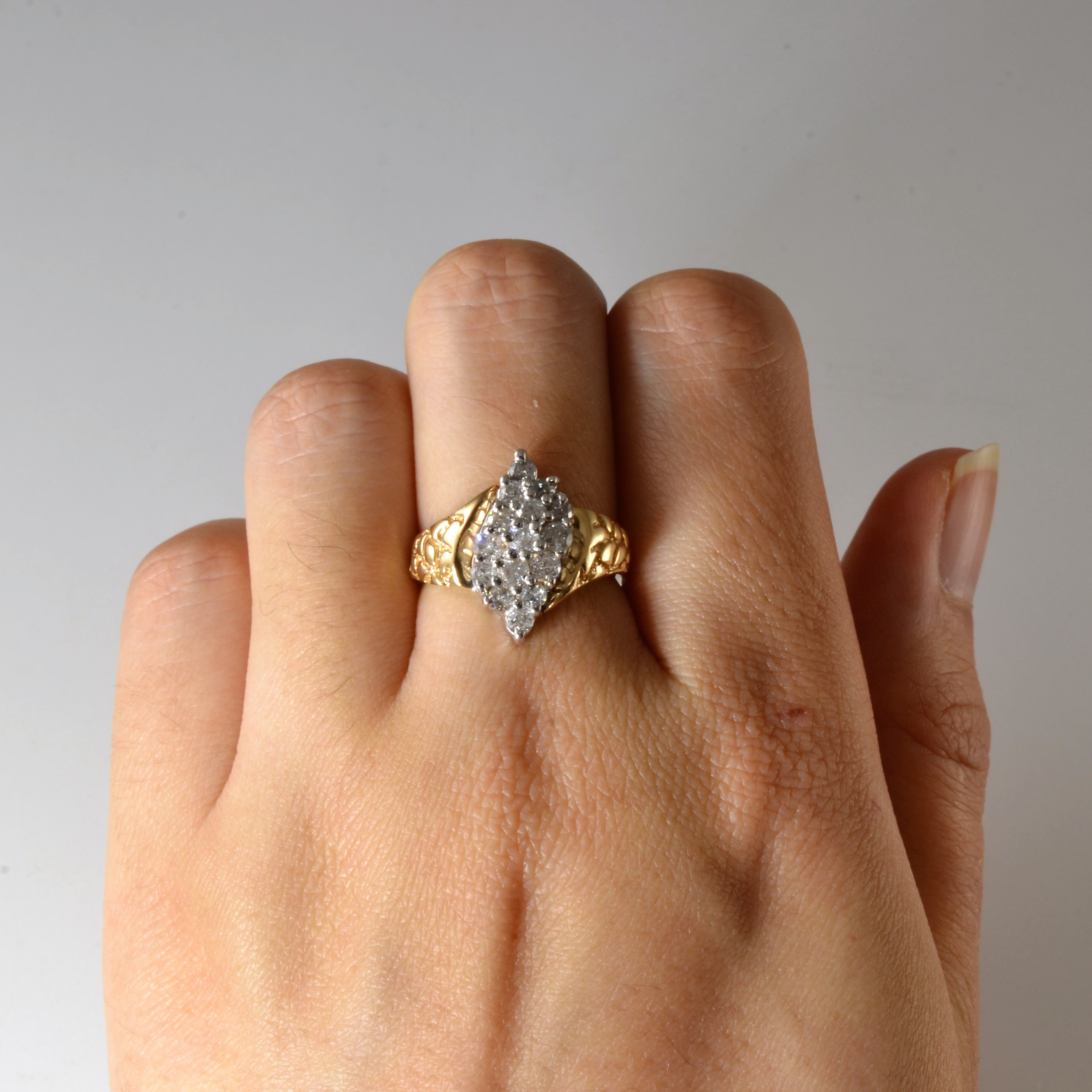Diamond Wave Bypass Ring | 0.82ctw | SZ 6.5 |