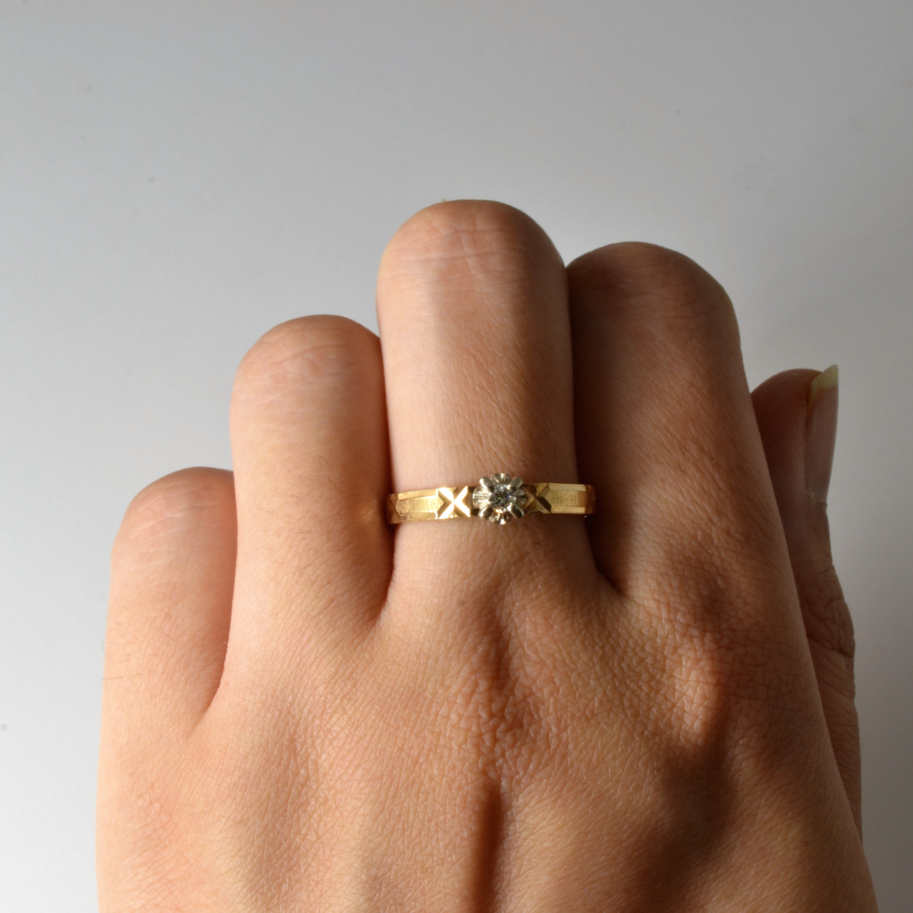 Solitaire Diamond Textured Ring | 0.06ct | SZ 8.75 |