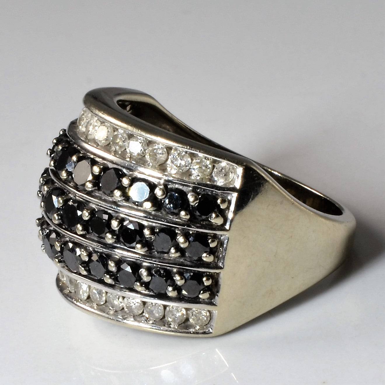 Multi Channel Black & White Diamond Band | 2.25ctw | SZ 7.25 |