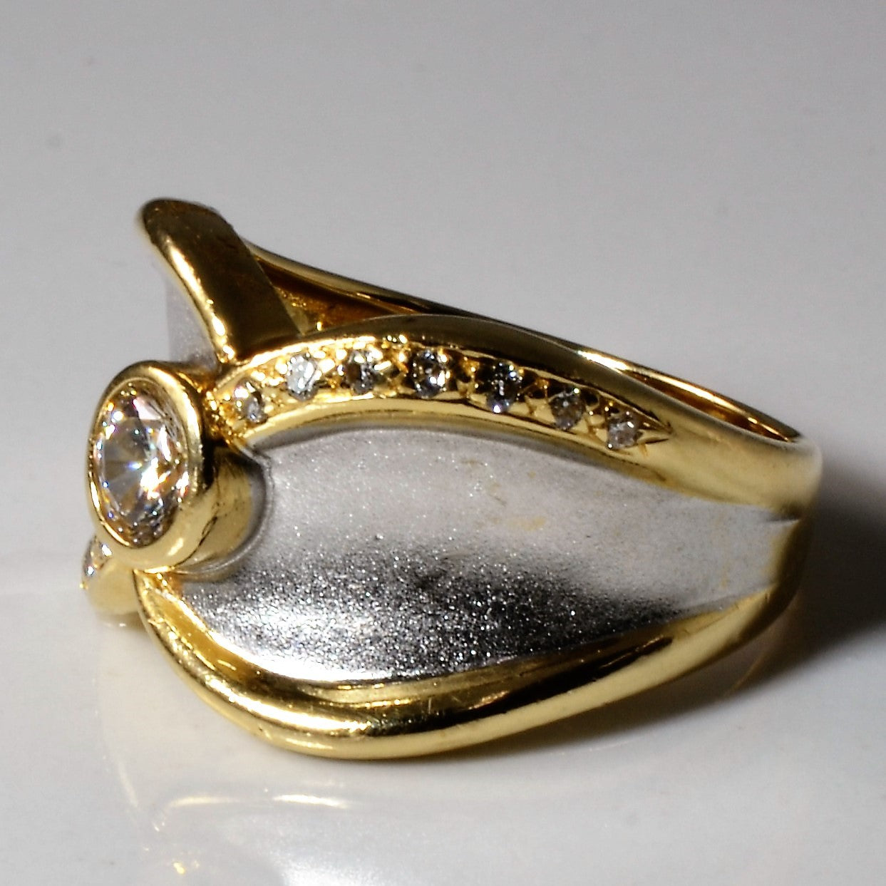 Bezel Set Two Tone Diamond Ring | 0.44ctw | SZ 6 |
