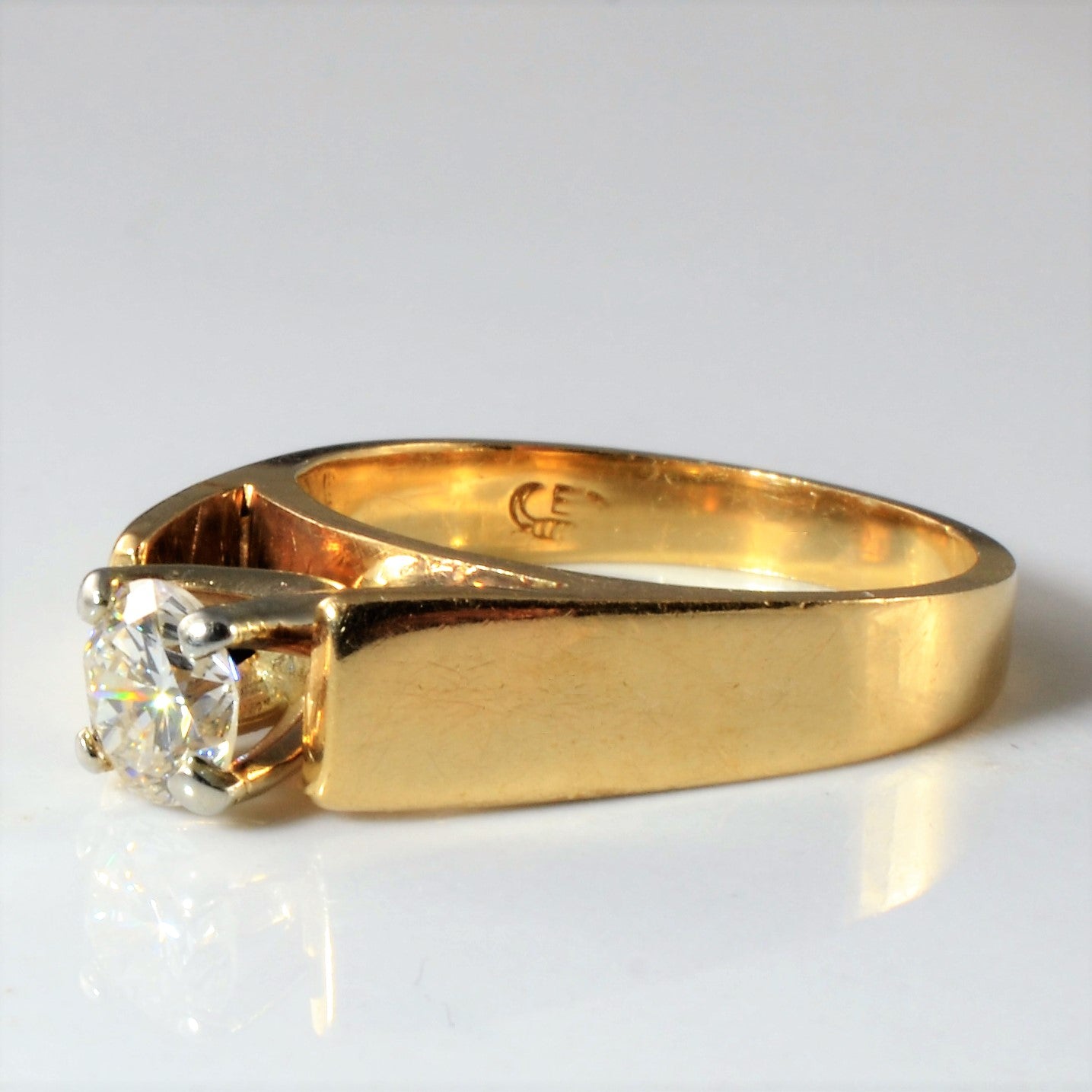 Diamond gold vintage ring, cathedral solitaire antique ring for sale in Canada