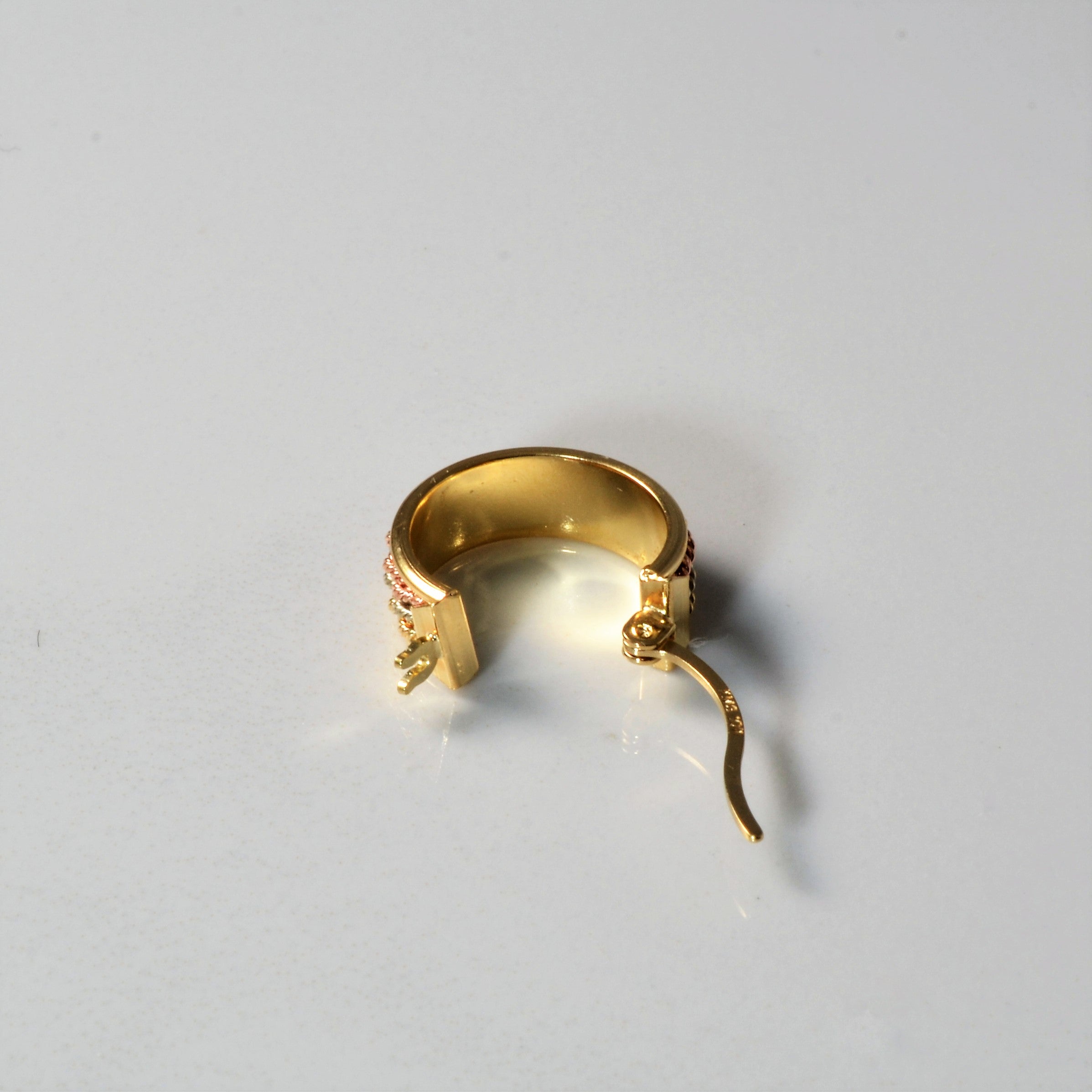 Braided Tri Tone Gold Huggie Earrings |