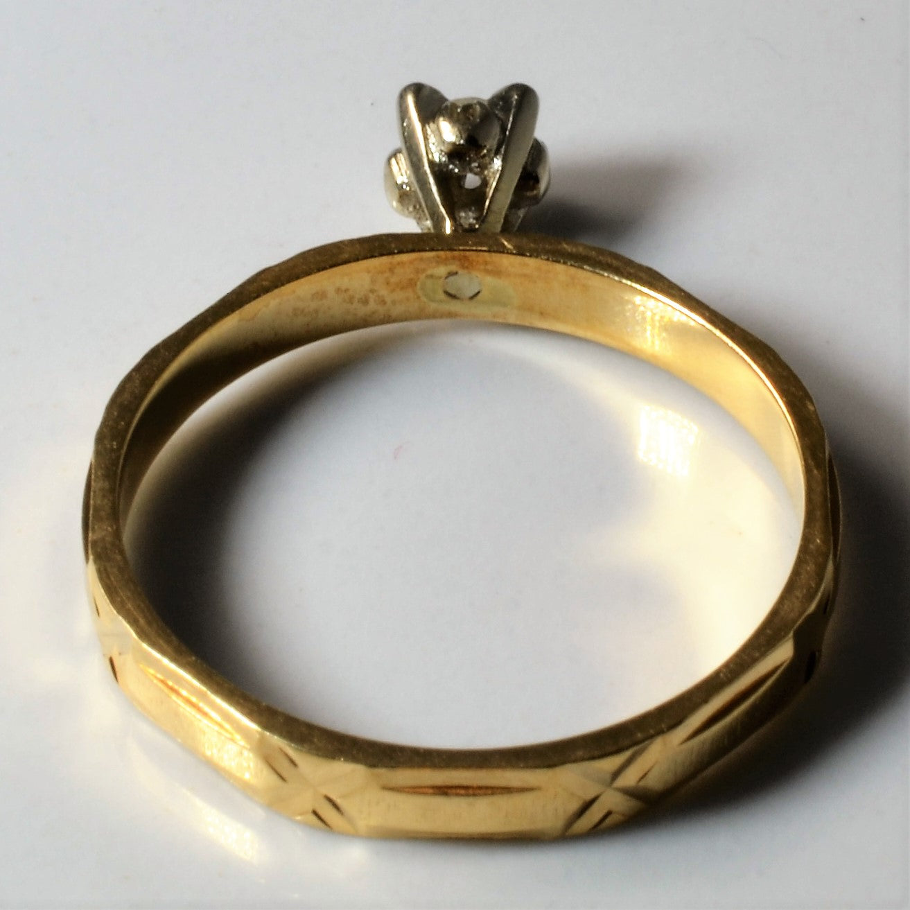 Solitaire Diamond Textured Ring | 0.06ct | SZ 8.75 |
