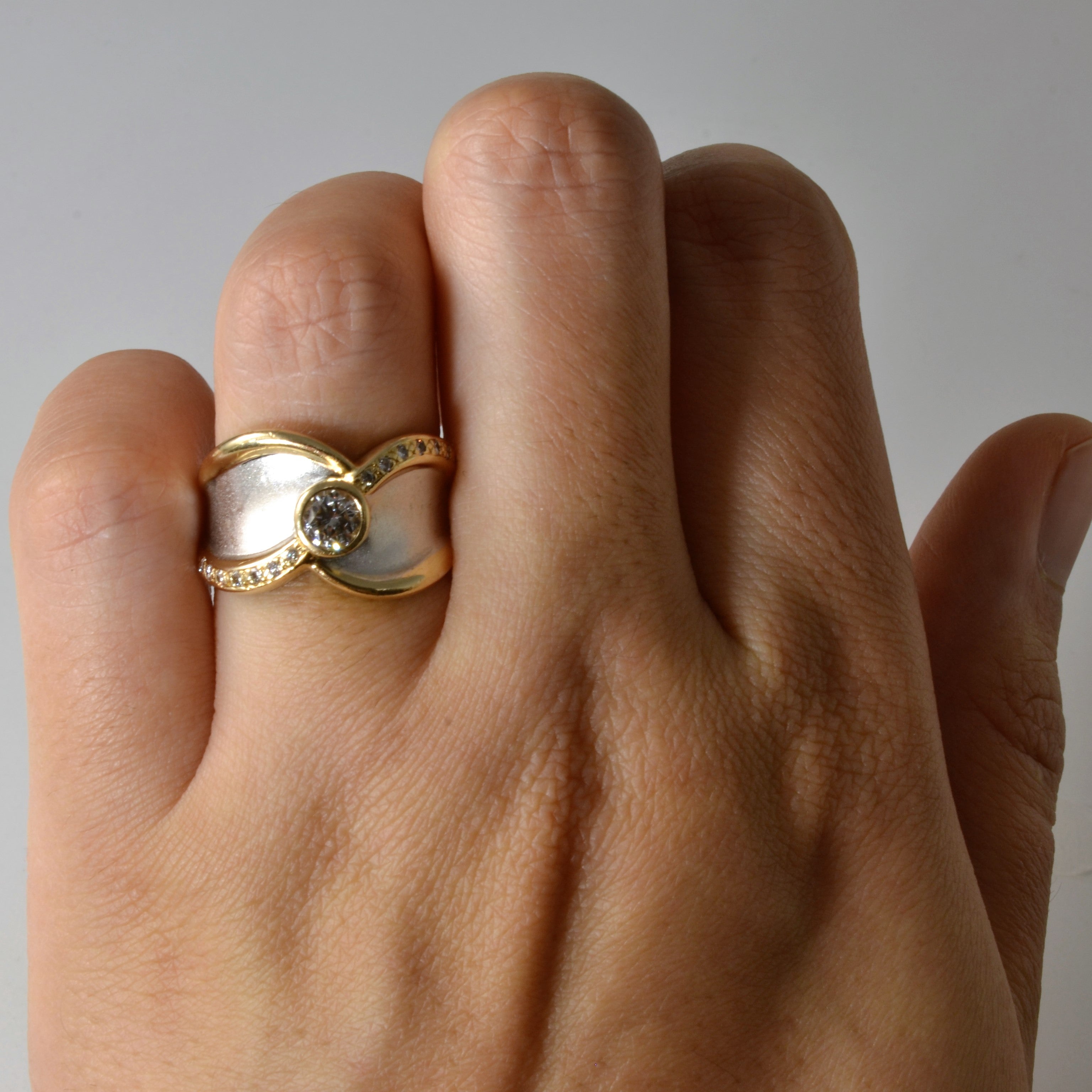Bezel Set Two Tone Diamond Ring | 0.44ctw | SZ 6 |