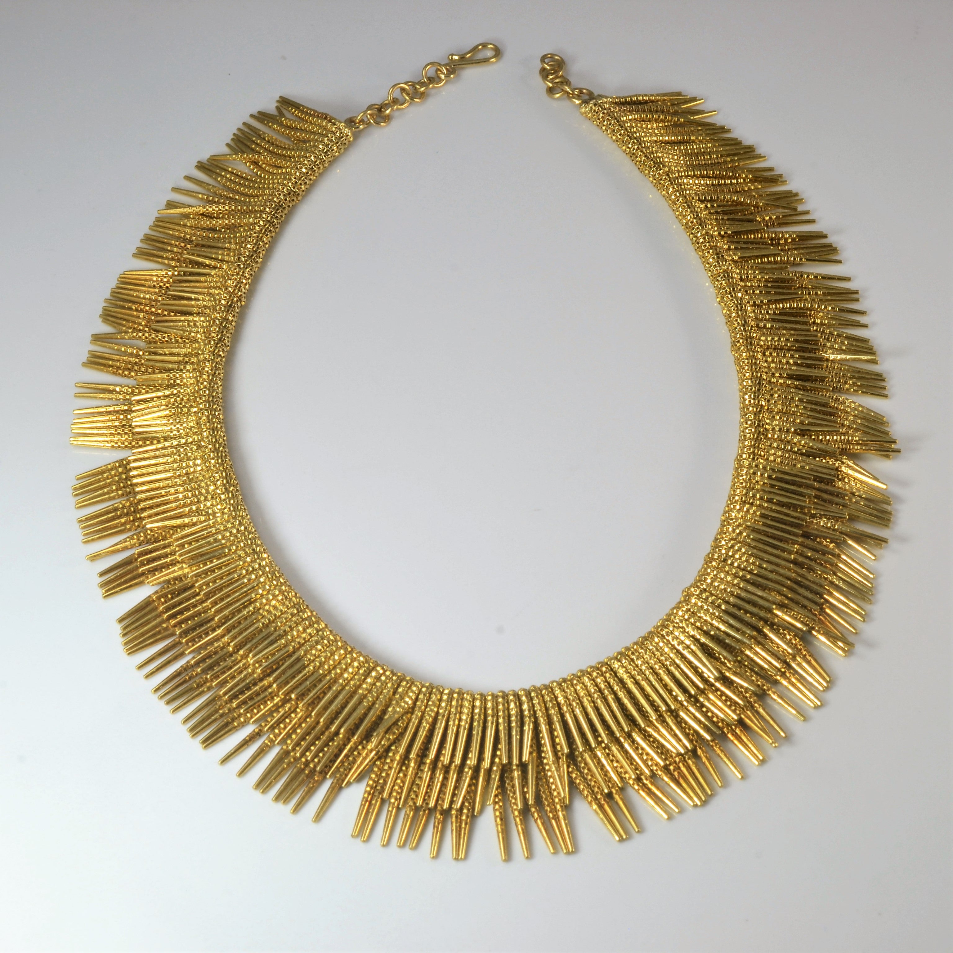 Vintage solid 18k gold Fringe Collar necklace | 15" |