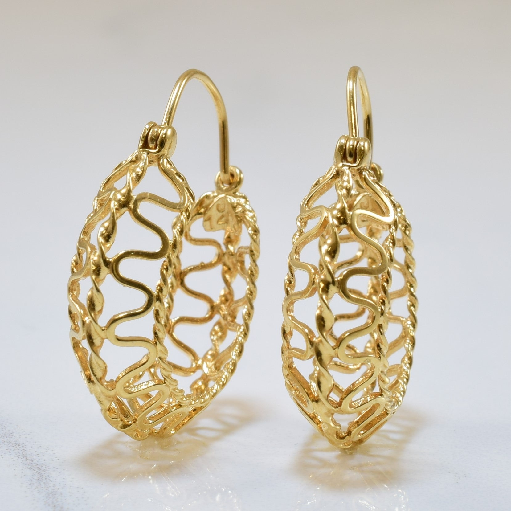 Hollow Yellow Gold Hoop Earrings |