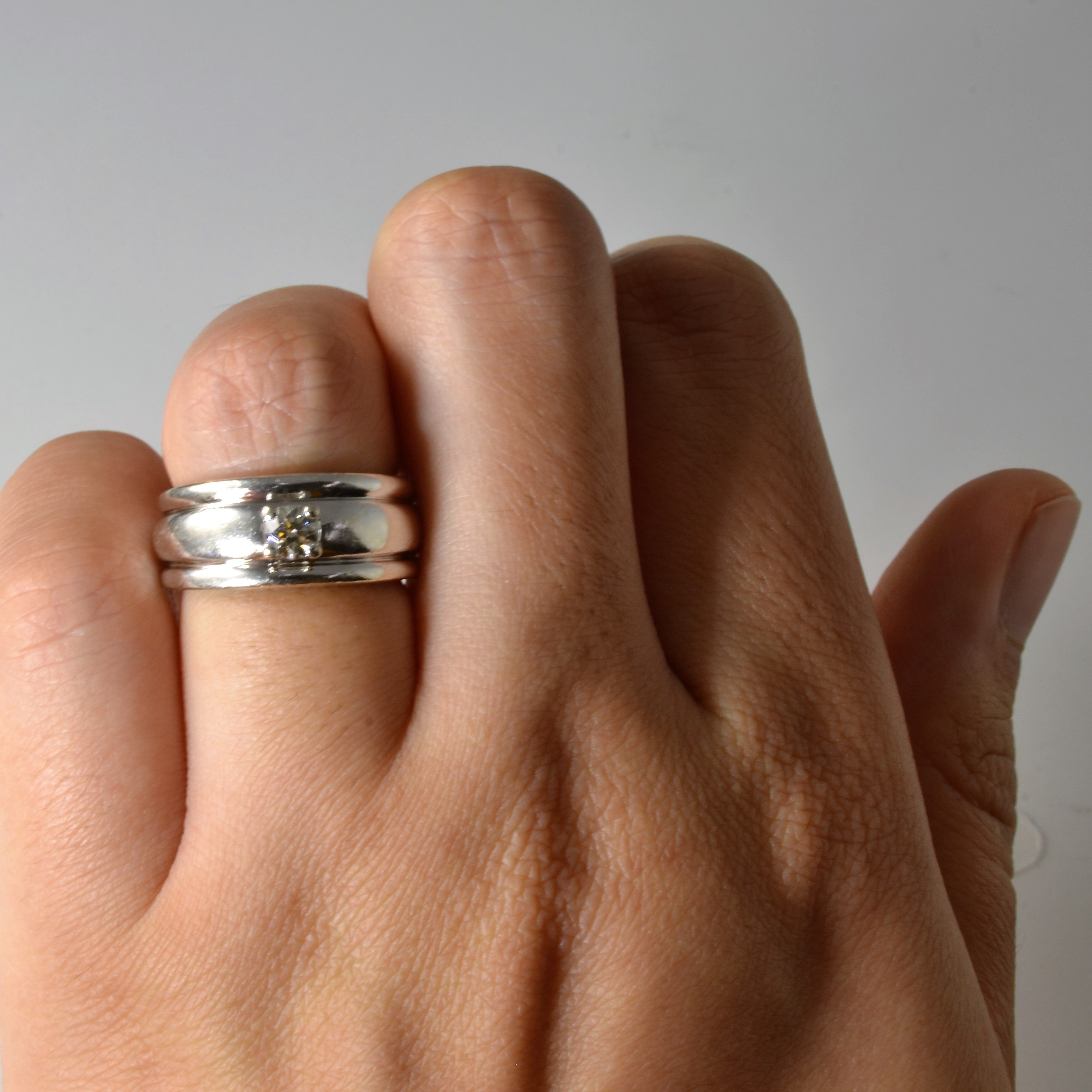 Wide Band Solitaire Diamond Ring | 0.23ct | SZ 5 |