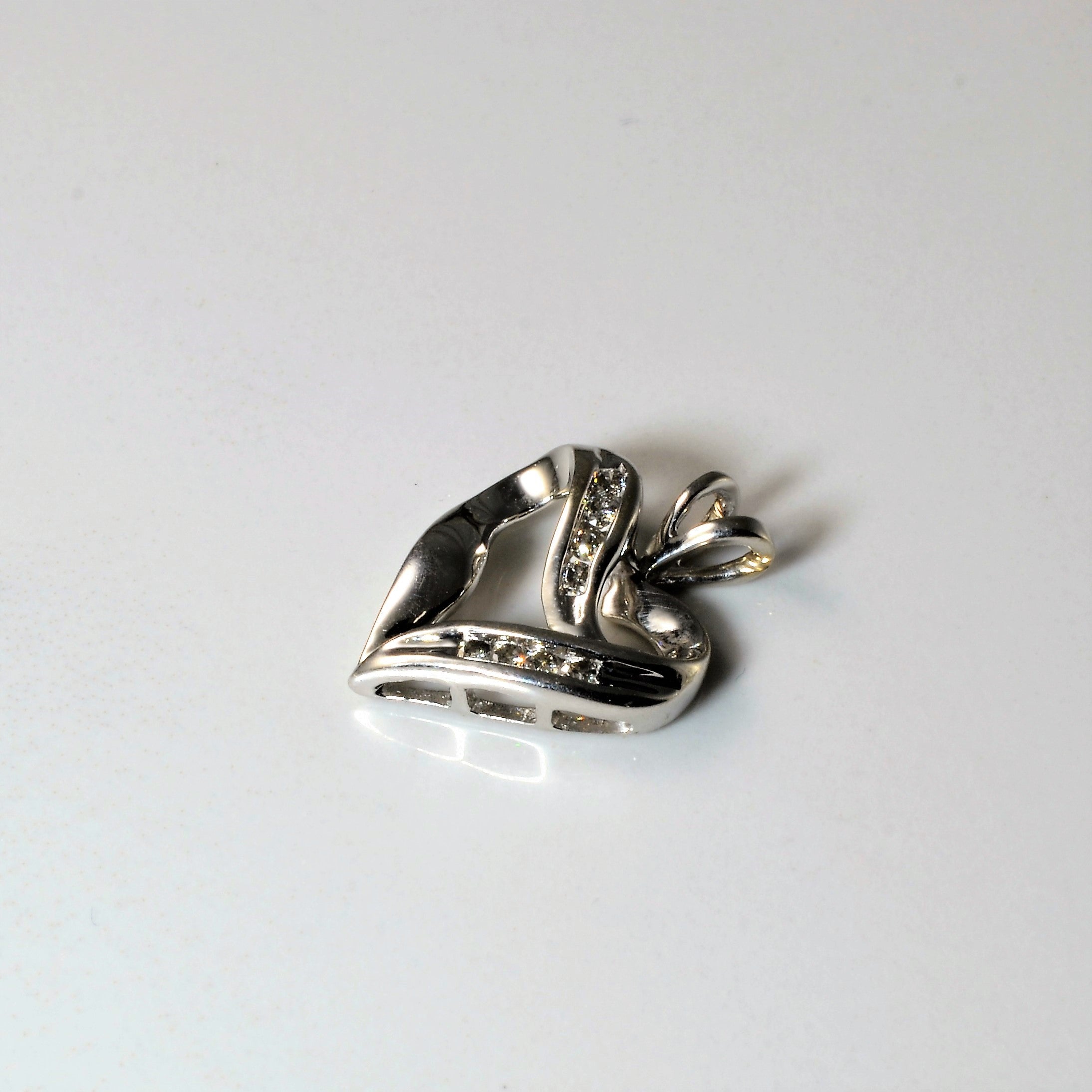 Channel Set Diamond Heart Pendant | 0.12ctw |
