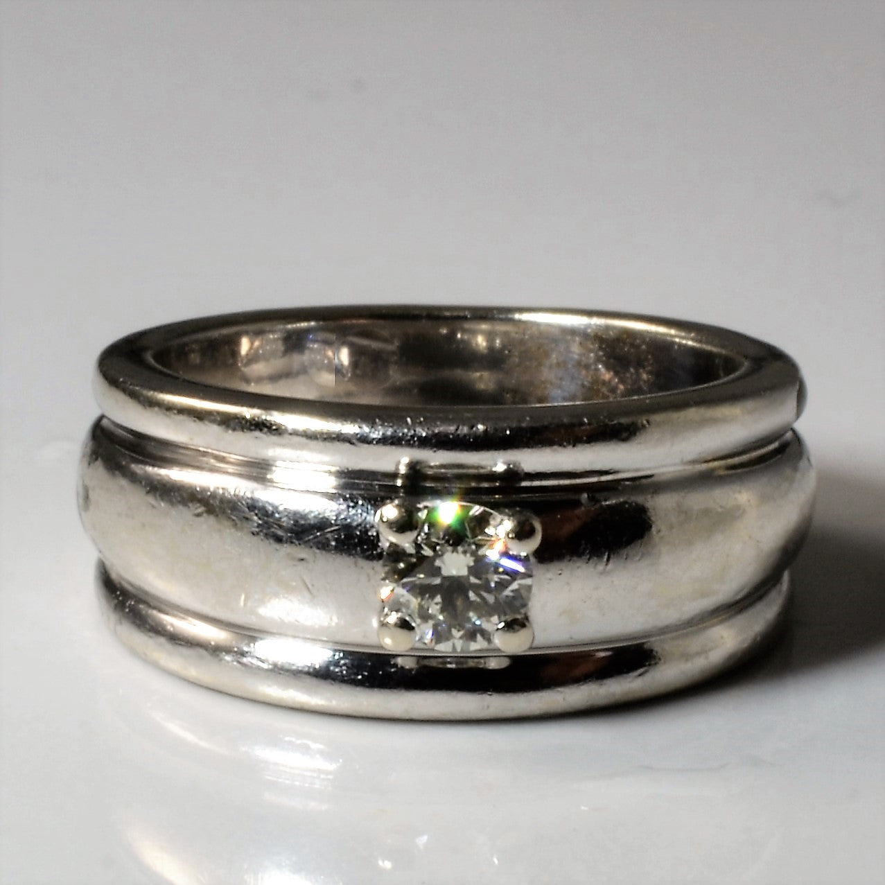 Wide Band Solitaire Diamond Ring | 0.23ct | SZ 5 |