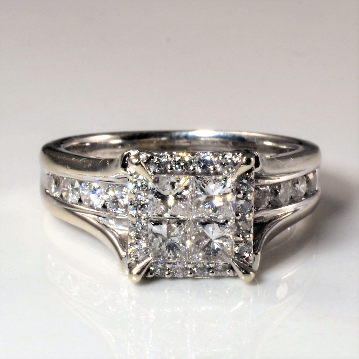 Quad Cluster Princess Diamond Engagement Ring | 1.35ctw | SZ 6 |