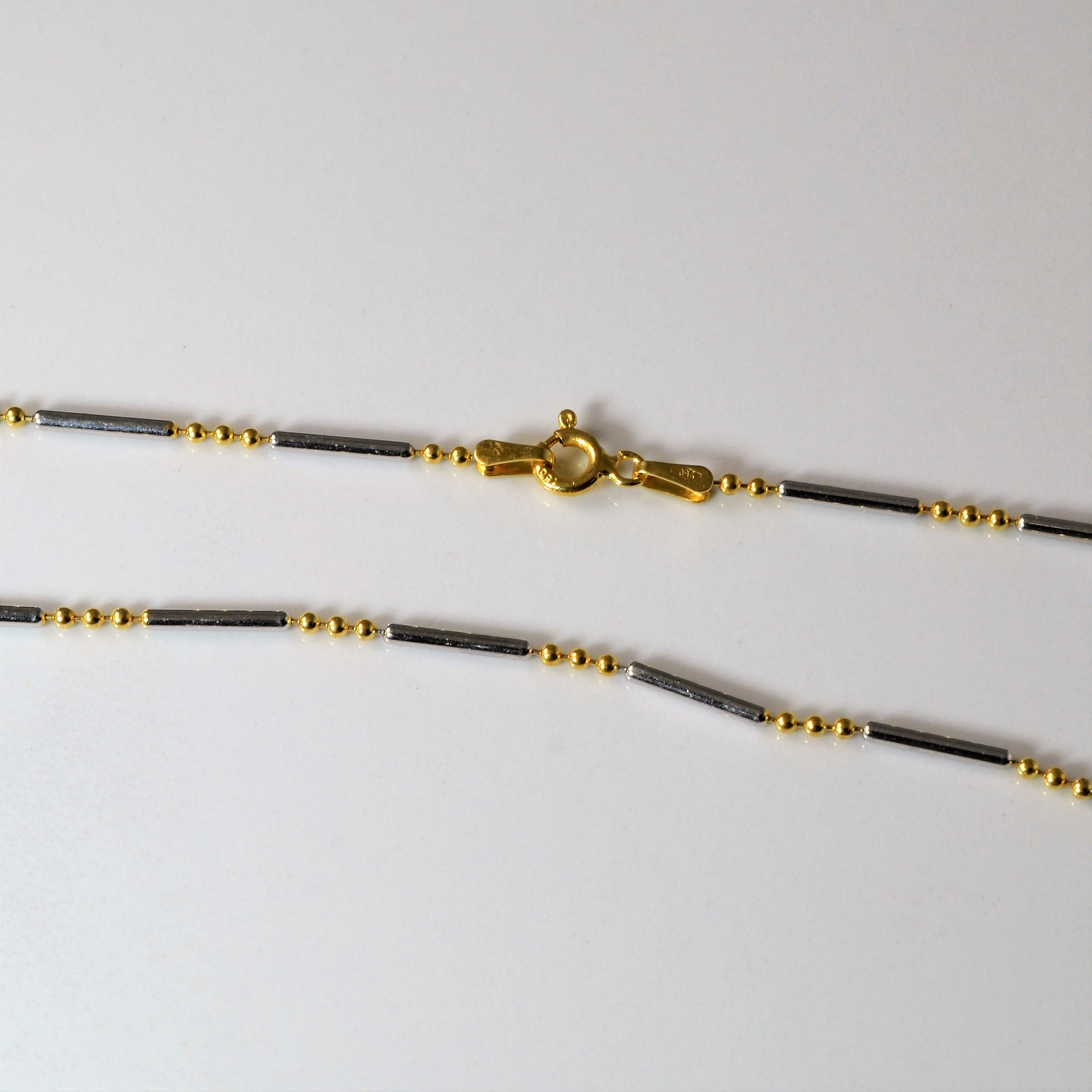 18k Two Tone Bar & Bead Chain | 23" |