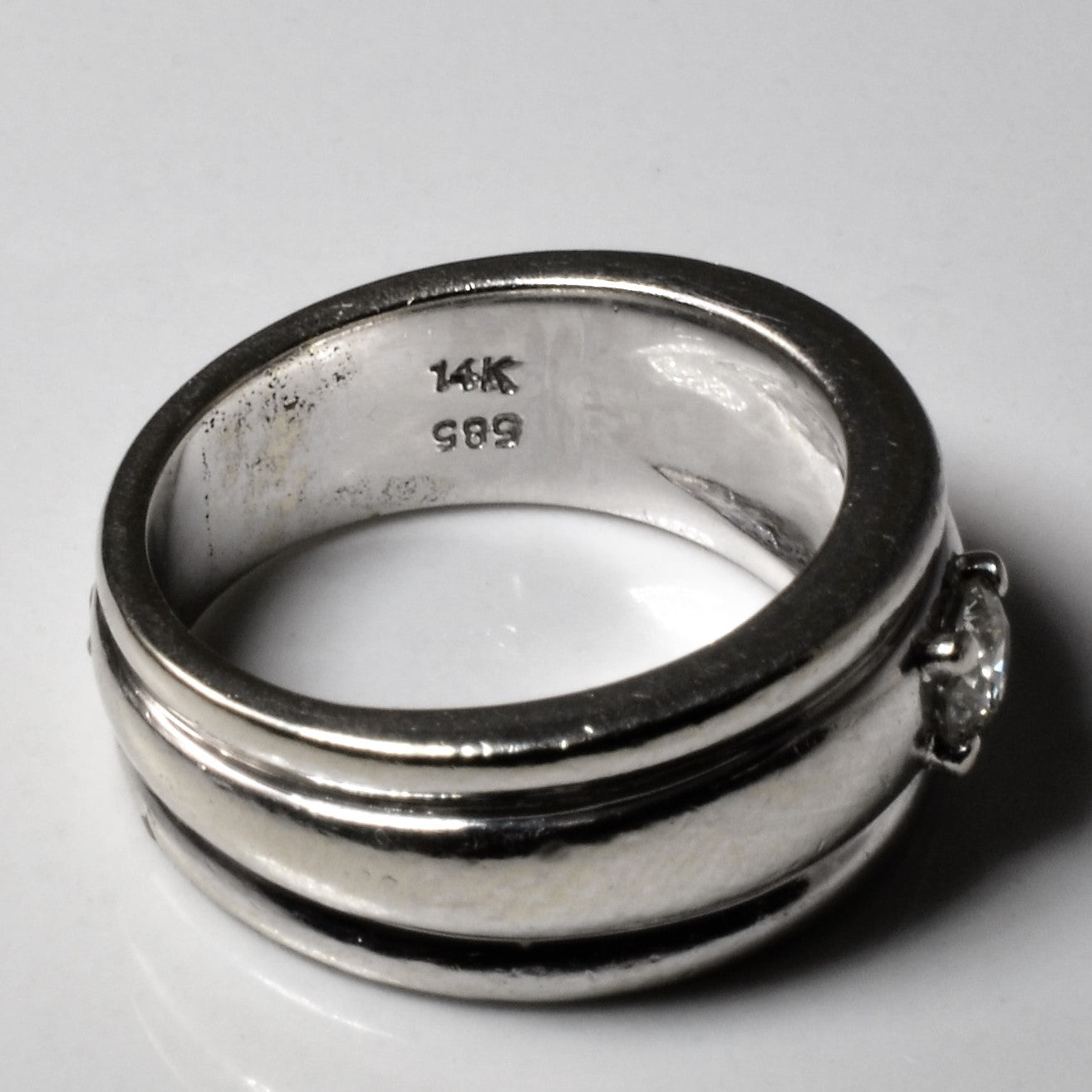 Wide Band Solitaire Diamond Ring | 0.23ct | SZ 5 |