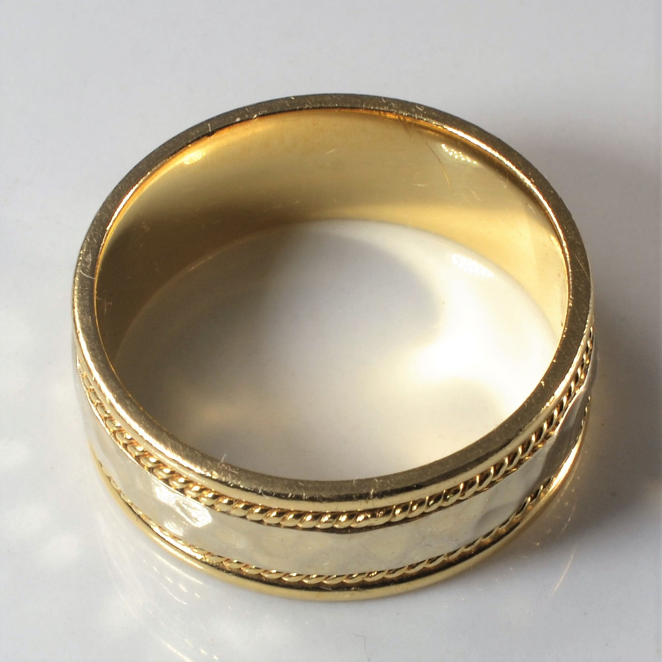 Hammered Two Tone Gold Wedding Band | SZ 10 |