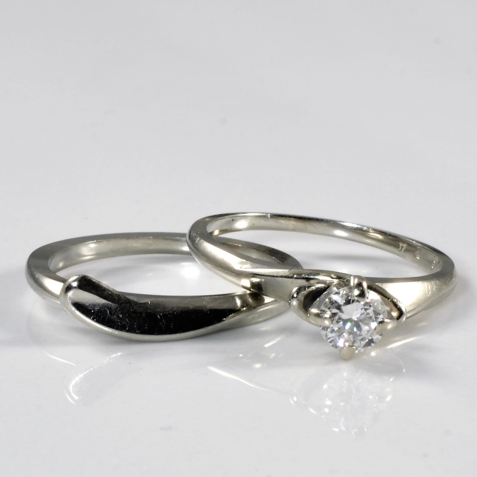 White Gold Bypass Diamond Wedding Set | 0.25ct | SZ 4.75 |