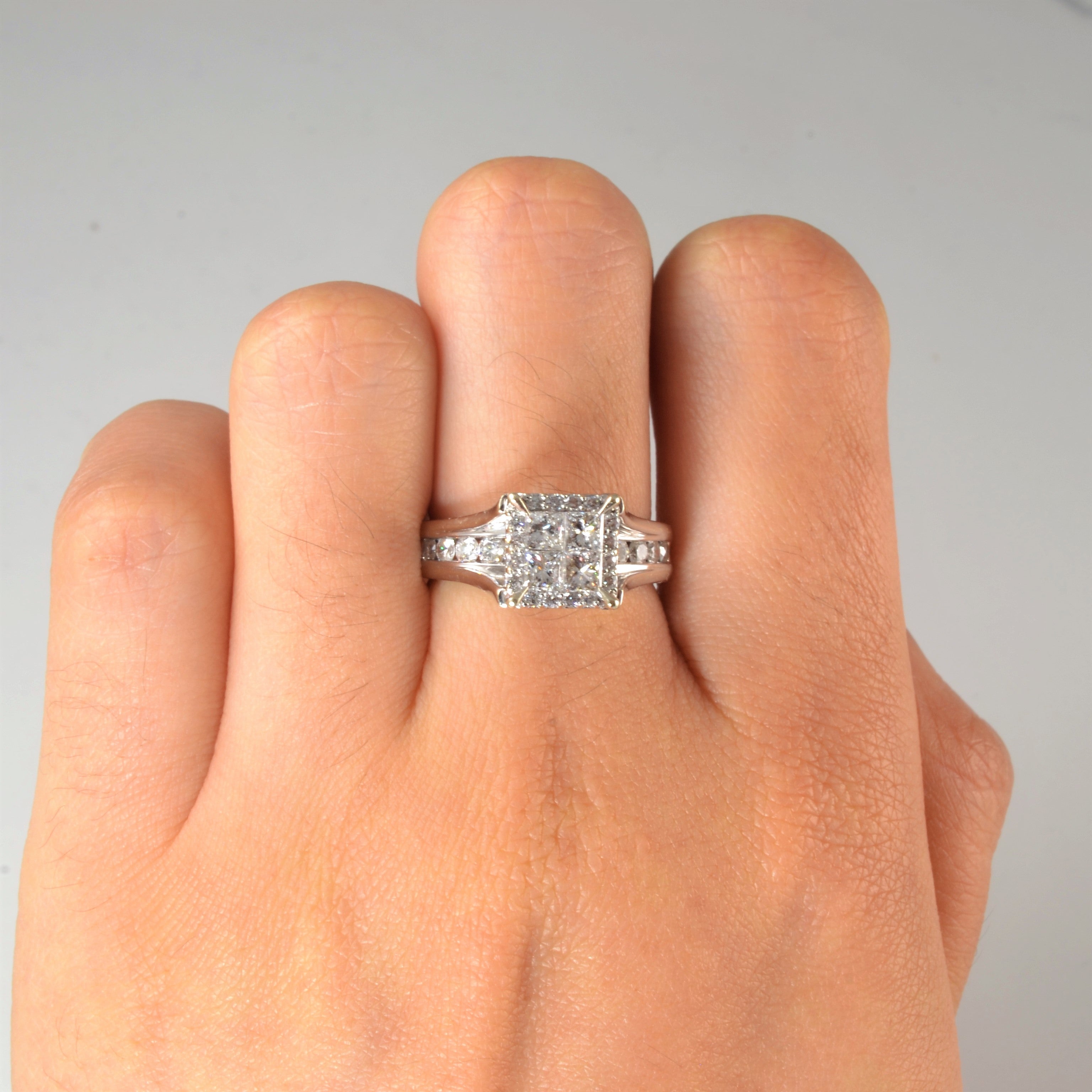 Quad Cluster Princess Diamond Engagement Ring | 1.35ctw | SZ 6 |