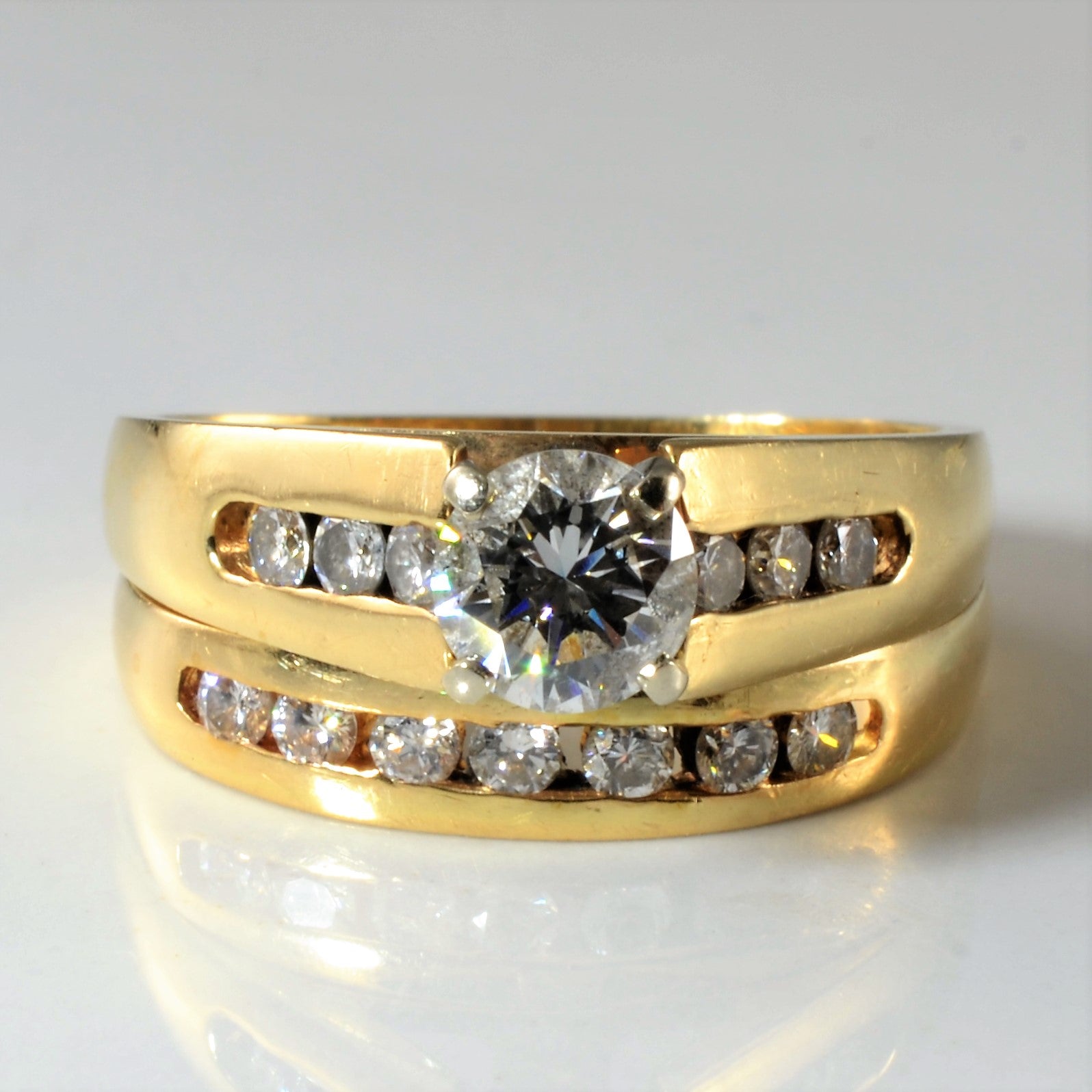 Channel Diamond Wedding Set | 0.77ctw | SZ 6.5 |